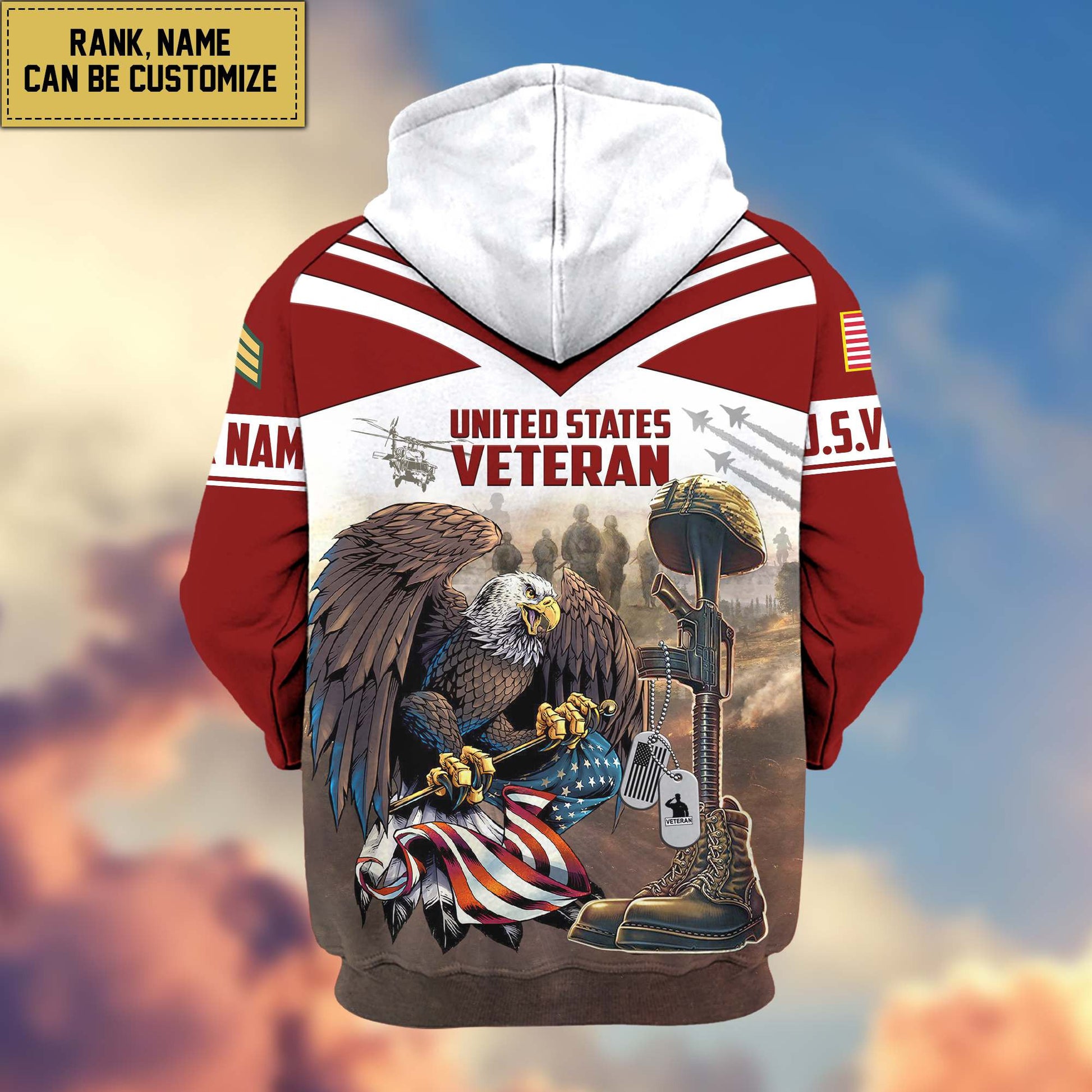 Premium US Veterans Zip Hoodie VPVC600607, Custom Name, Rank, Gifts For US Veterans