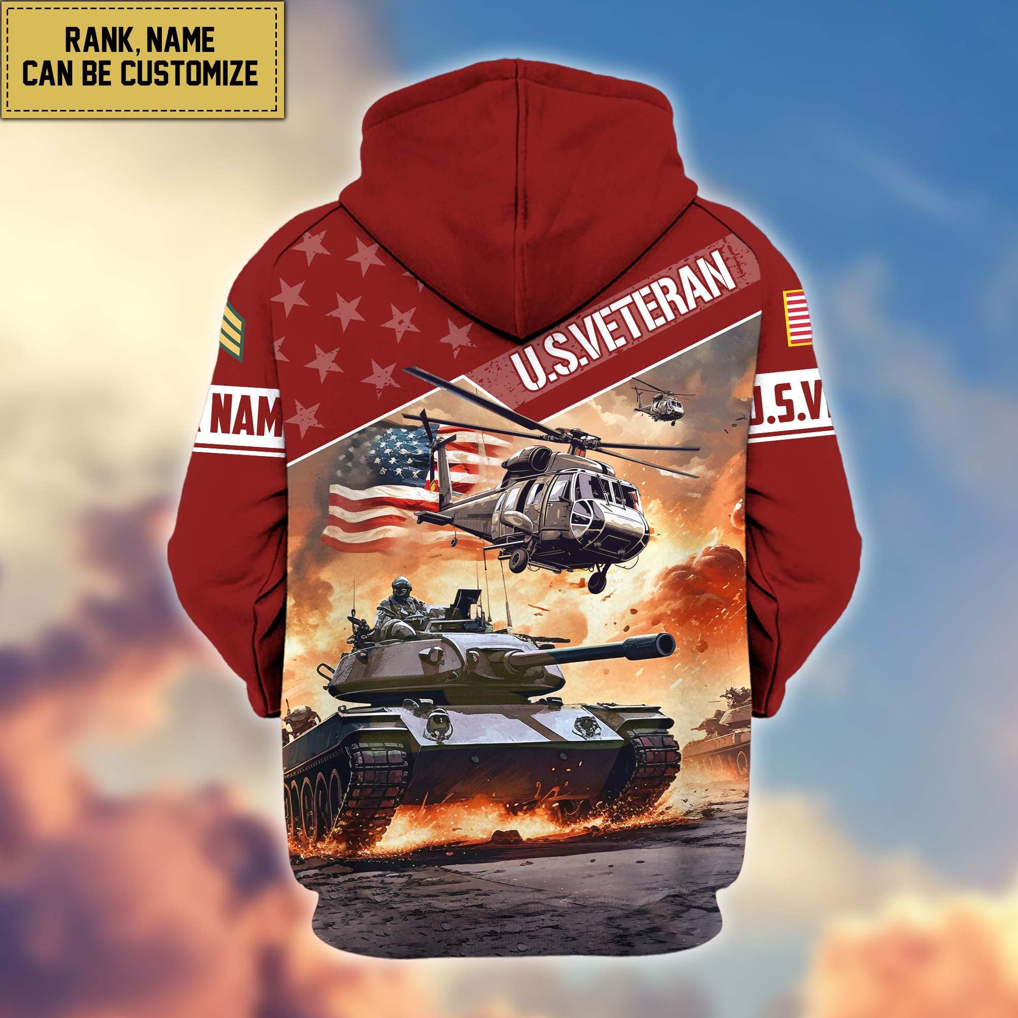 Premium US Veterans Zip Hoodie VPVC600707, Custom Name, Rank, Gifts For US Veterans