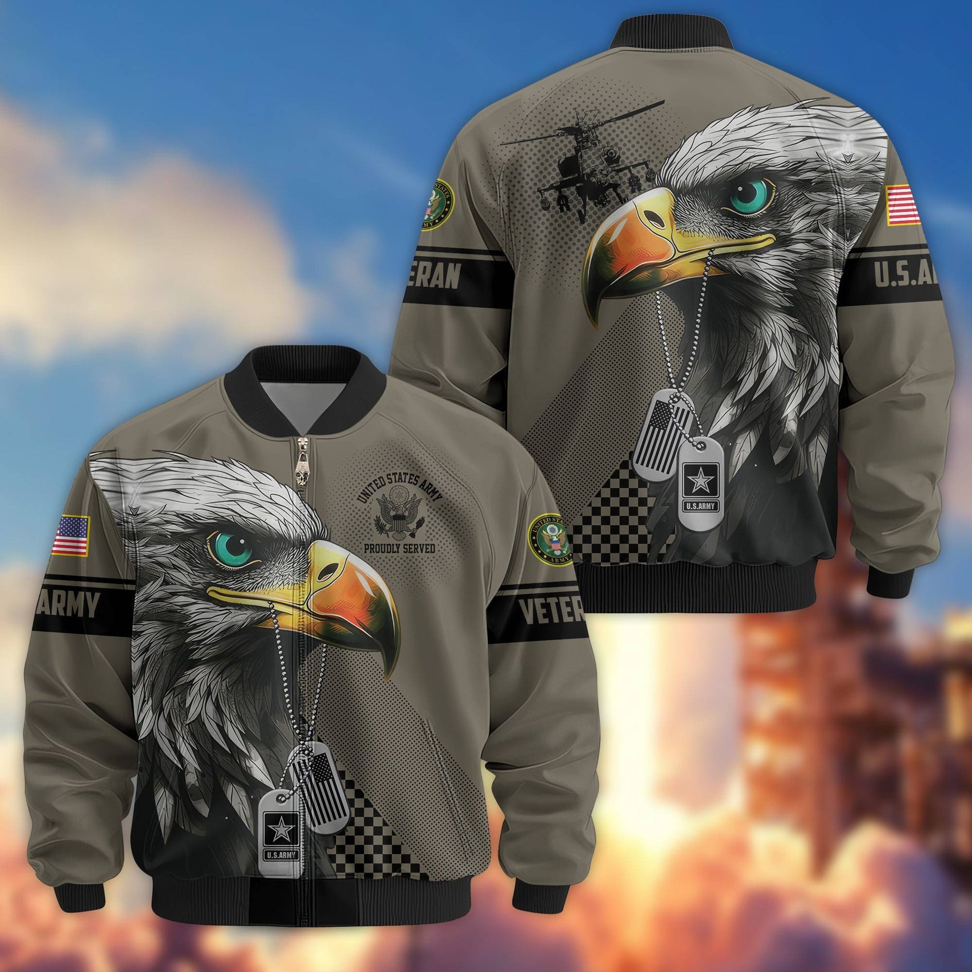 Premium US Veterans Bomber Jacket BPVC100901, Gifts For US Veterans, Gifts For Veterans Day