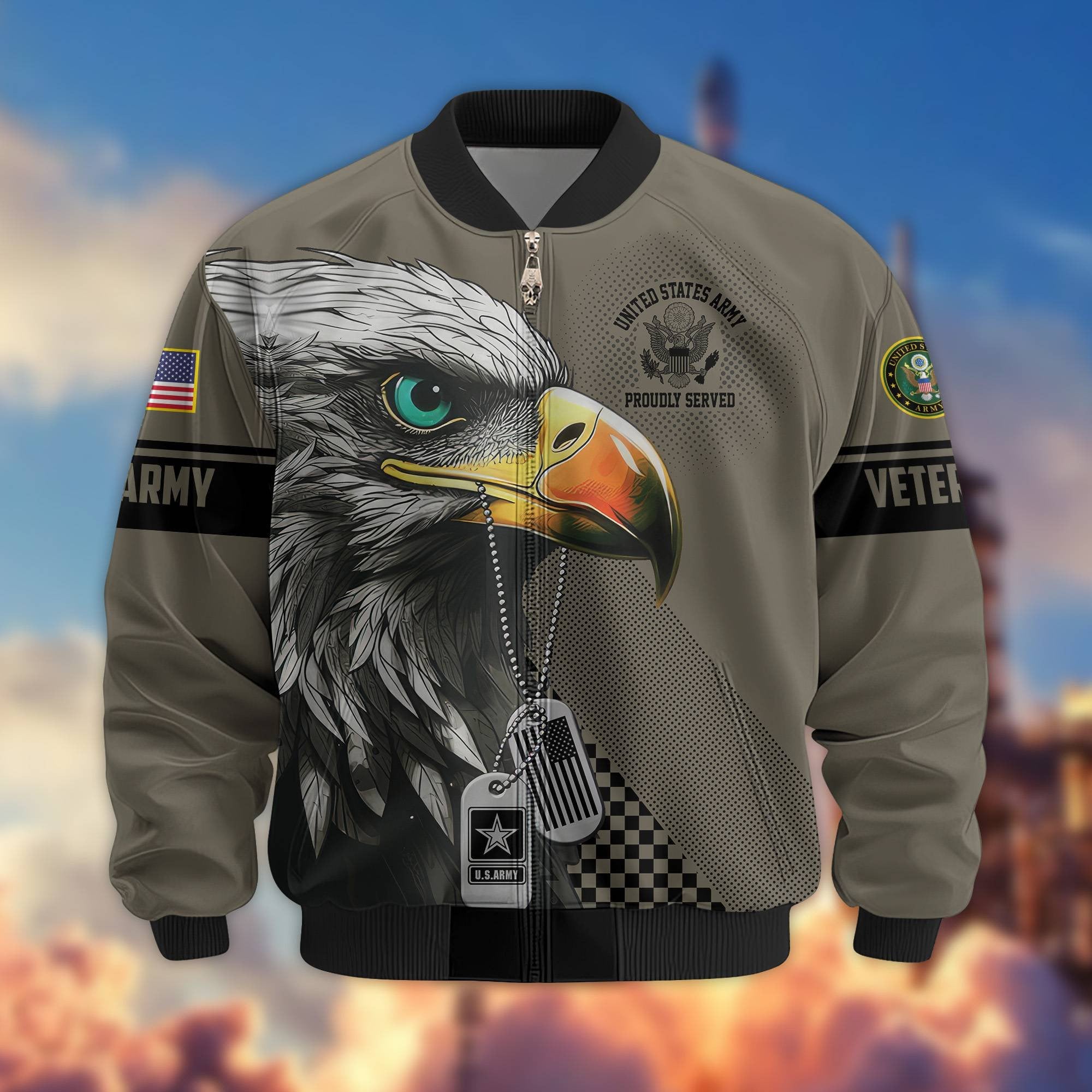 Premium US Veterans Bomber Jacket BPVC100901, Gifts For US Veterans, Gifts For Veterans Day