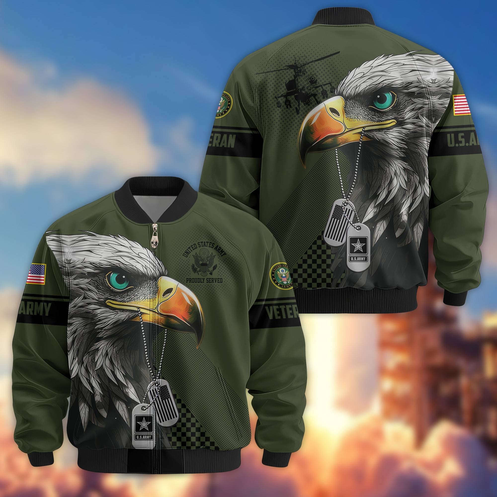 Premium US Veterans Bomber Jacket BPVC100901, Gifts For US Veterans, Gifts For Veterans Day
