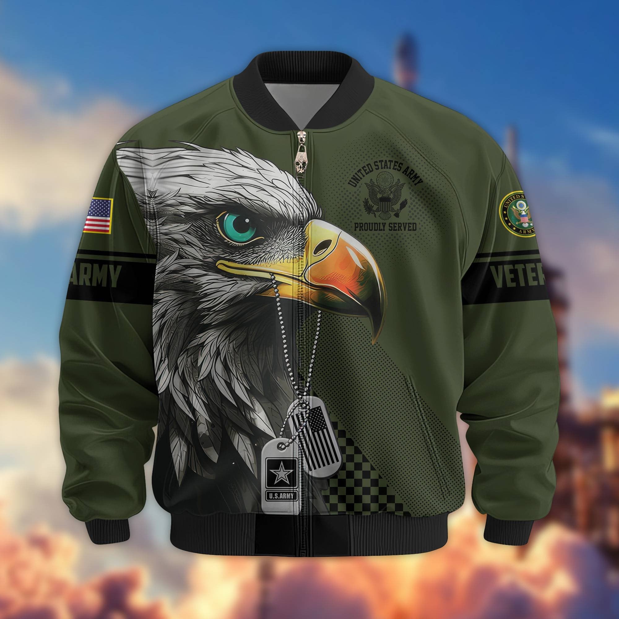 Premium US Veterans Bomber Jacket BPVC100901, Gifts For US Veterans, Gifts For Veterans Day