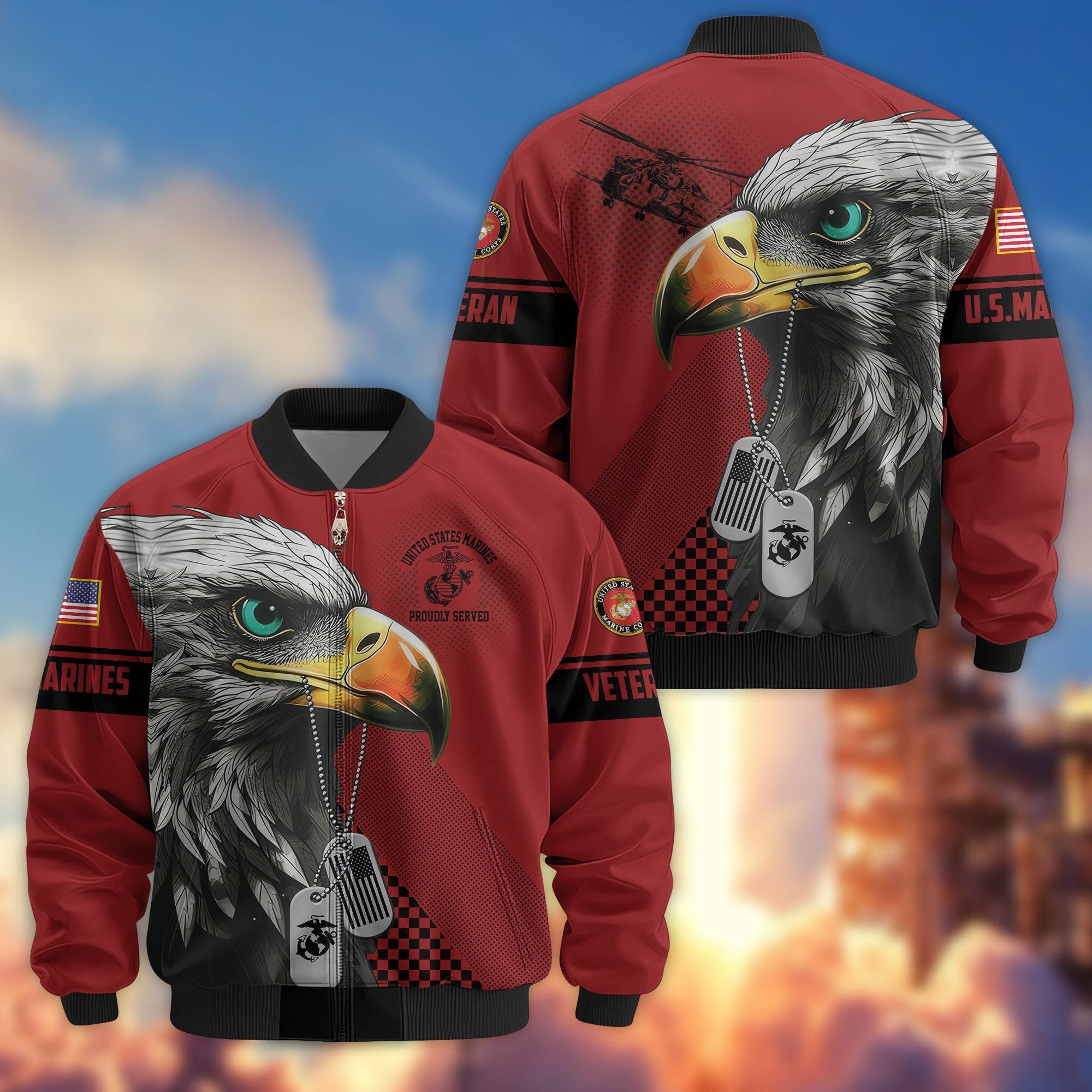 Premium US Veterans Bomber Jacket BPVC100901, Gifts For US Veterans, Gifts For Veterans Day