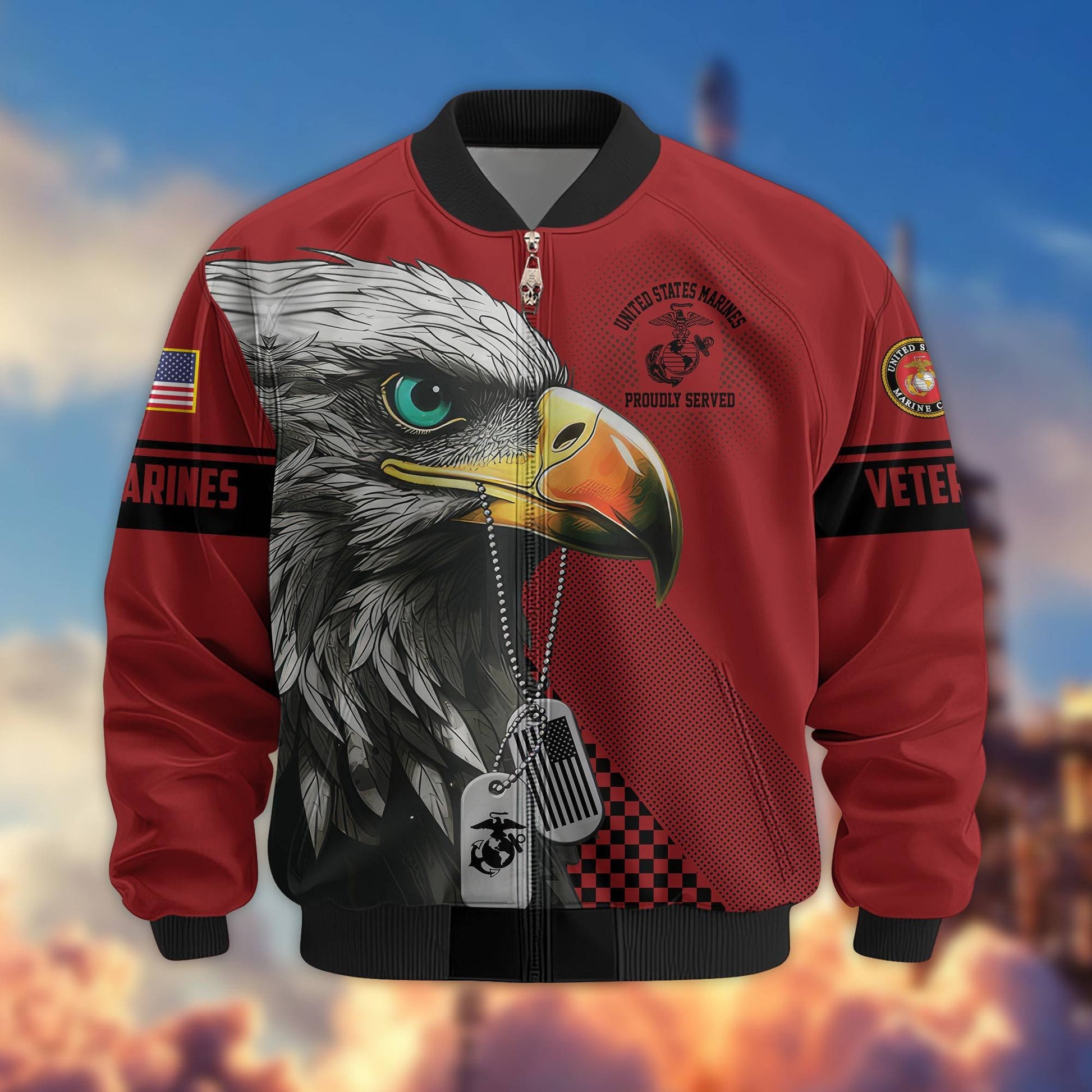 Premium US Veterans Bomber Jacket BPVC100901, Gifts For US Veterans, Gifts For Veterans Day