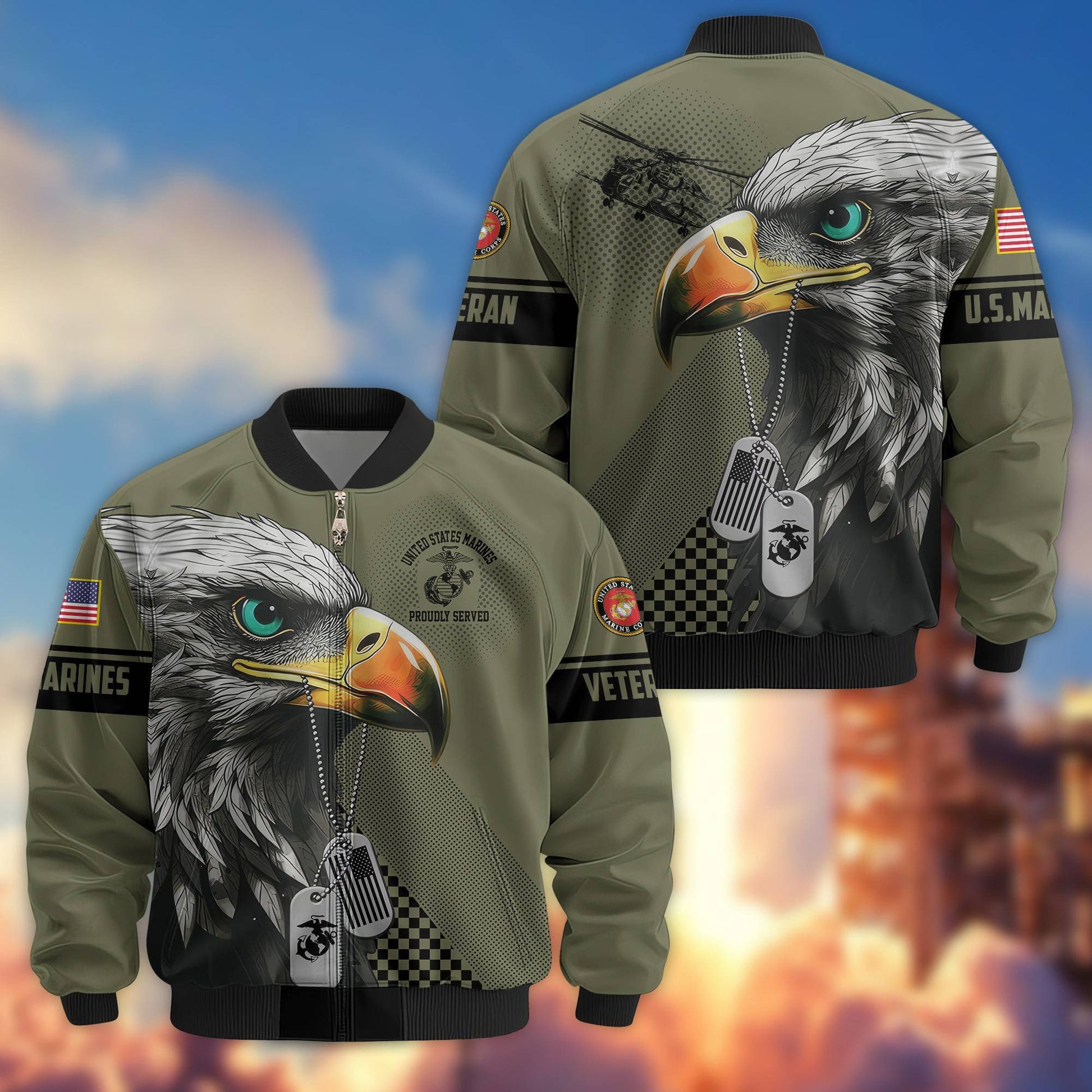 Premium US Veterans Bomber Jacket BPVC100901, Gifts For US Veterans, Gifts For Veterans Day