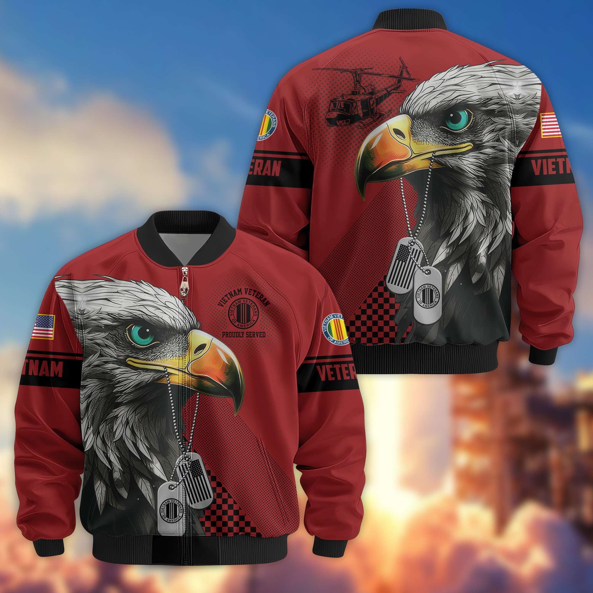 Premium US Veterans Bomber Jacket BPVC100901, Gifts For US Veterans, Gifts For Veterans Day