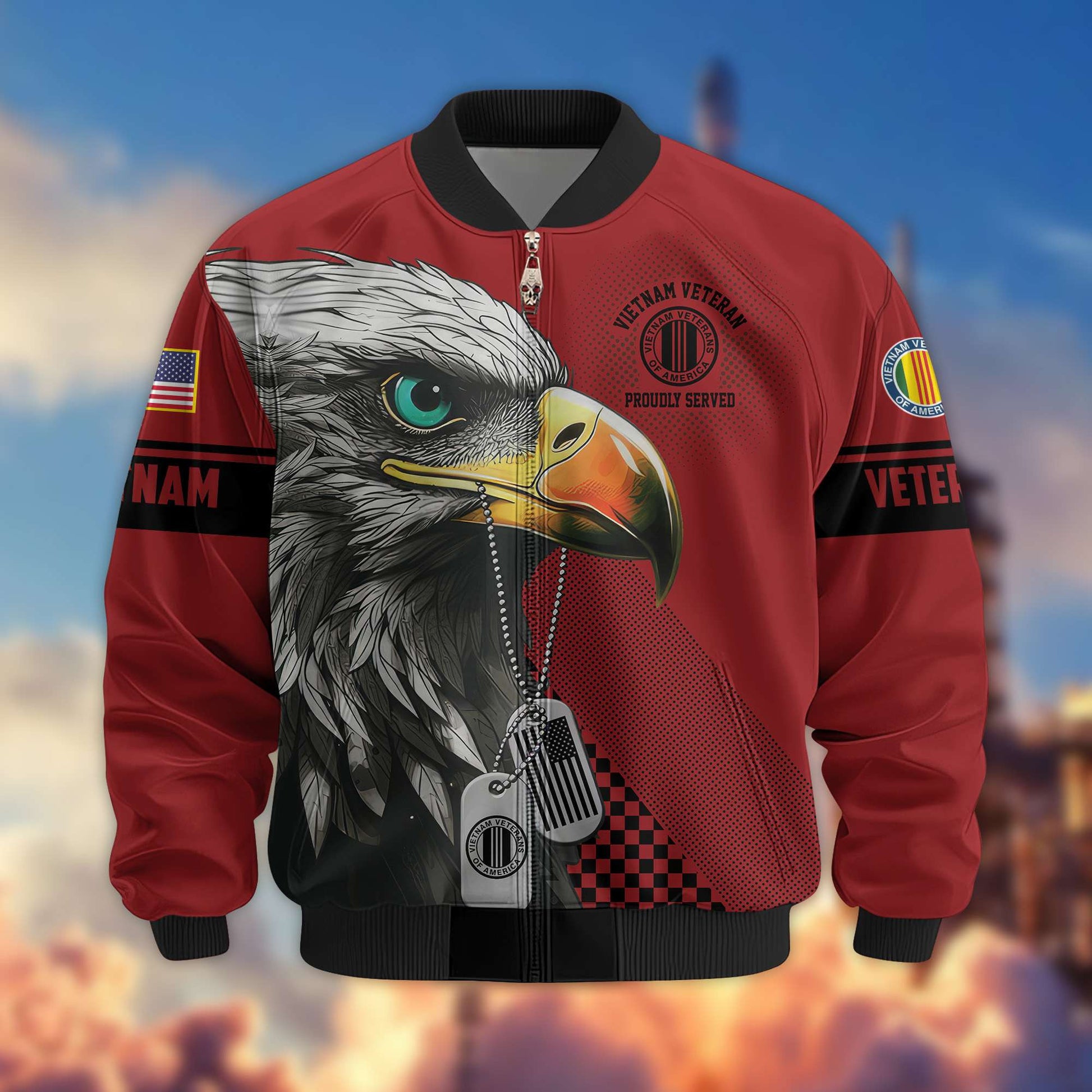 Premium US Veterans Bomber Jacket BPVC100901, Gifts For US Veterans, Gifts For Veterans Day