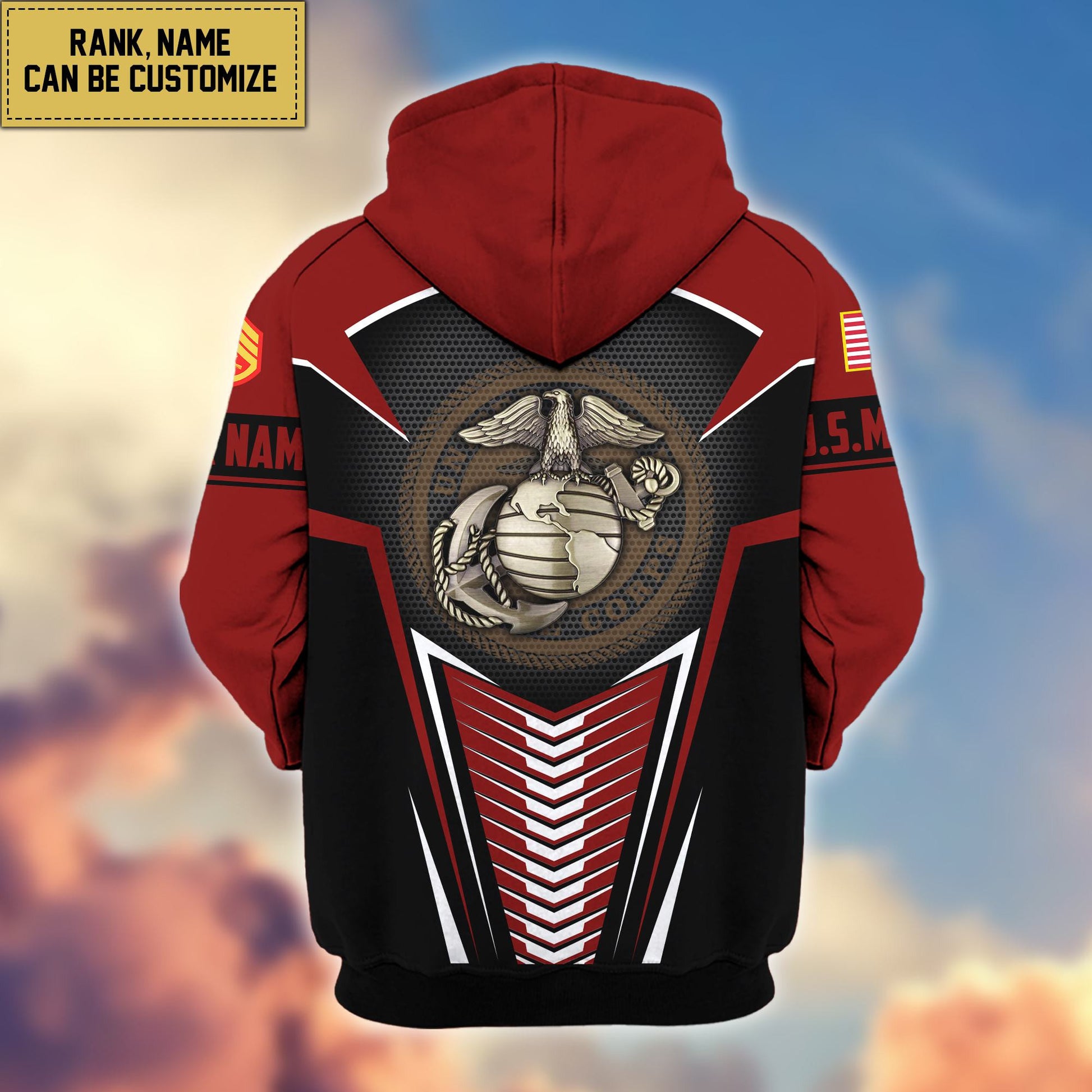 Premium USMC Zip Hoodie VPVC600803, Custom Name, Rank, Gifts For Marine Veteran