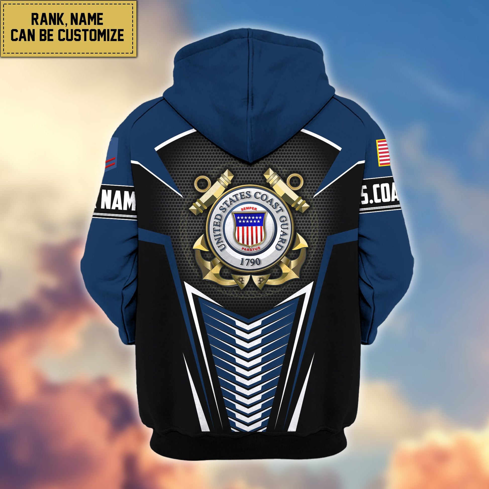 Premium USCG Zip Hoodie VPVC600805, Custom Name, Rank, Gifts For Coast Guard Veteran