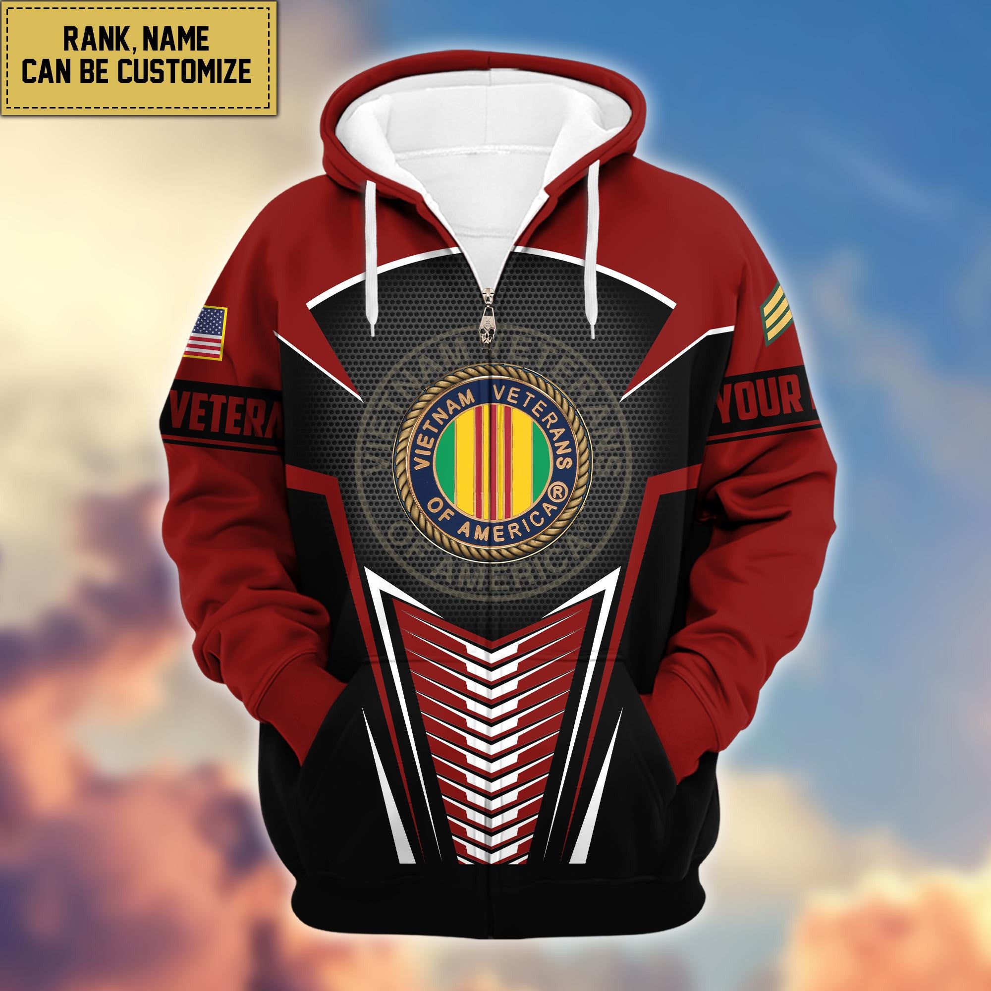 Premium Vietnam Veterans Zip Hoodie VPVC600806, Custom Name, Rank, Gifts For Vietnam Veterans
