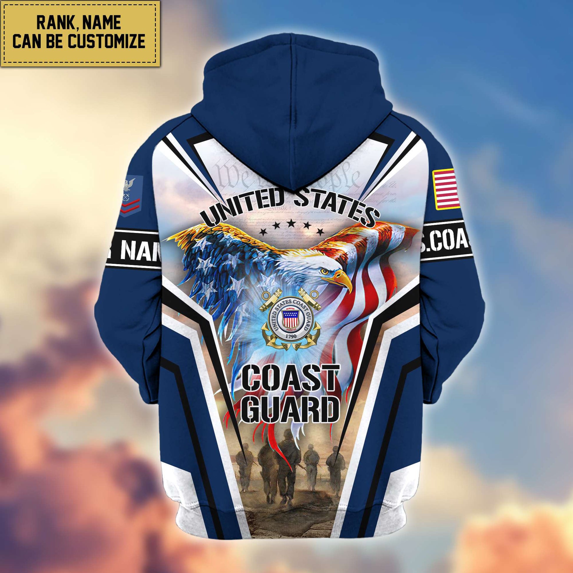 Premium USCG Zip Hoodie VPVC600905, Custom Name, Rank, Gifts For Coast Guard Veteran