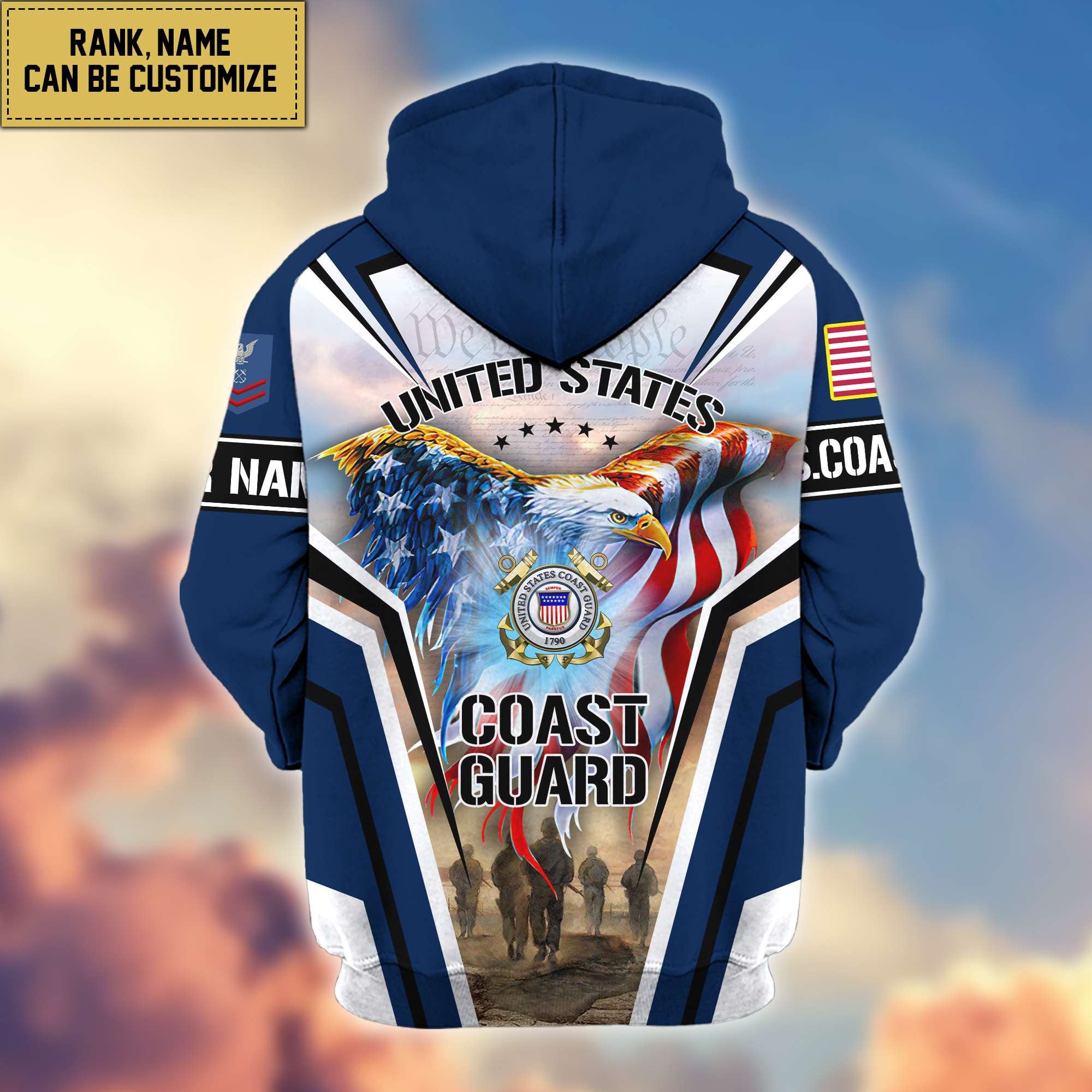 Premium USCG Zip Hoodie VPVC600905, Custom Name, Rank, Gifts For Coast Guard Veteran