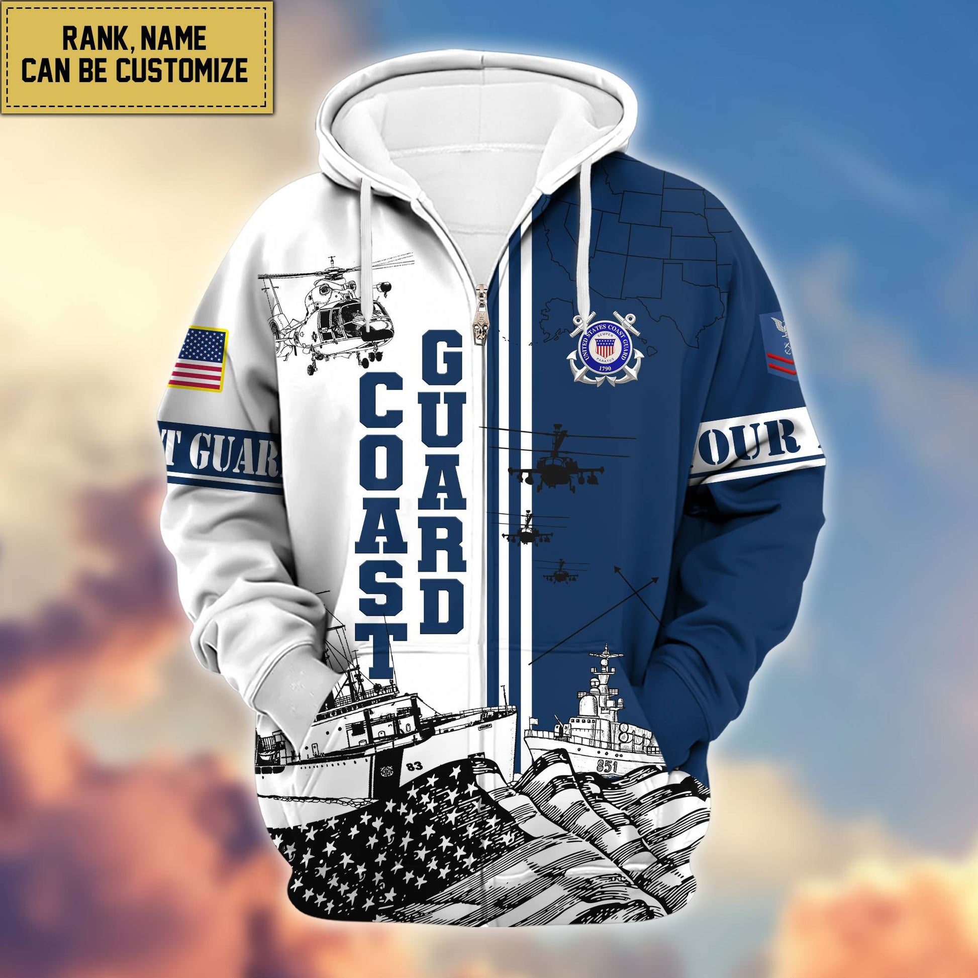 Premium USCG Zip Hoodie VPVC601005, Gifts For Coast Guard Veteran