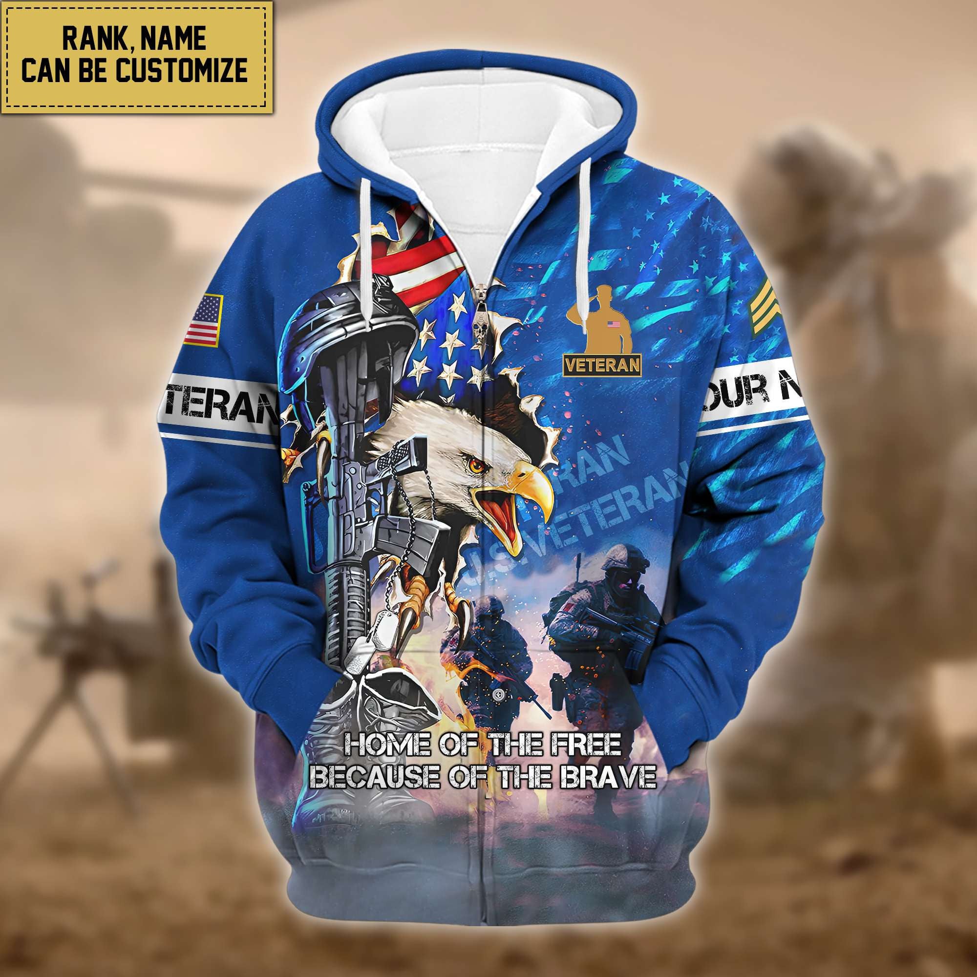 Premium Custom US Veterans Zip Hoodie VPVC602307, Gifts For US Veterans