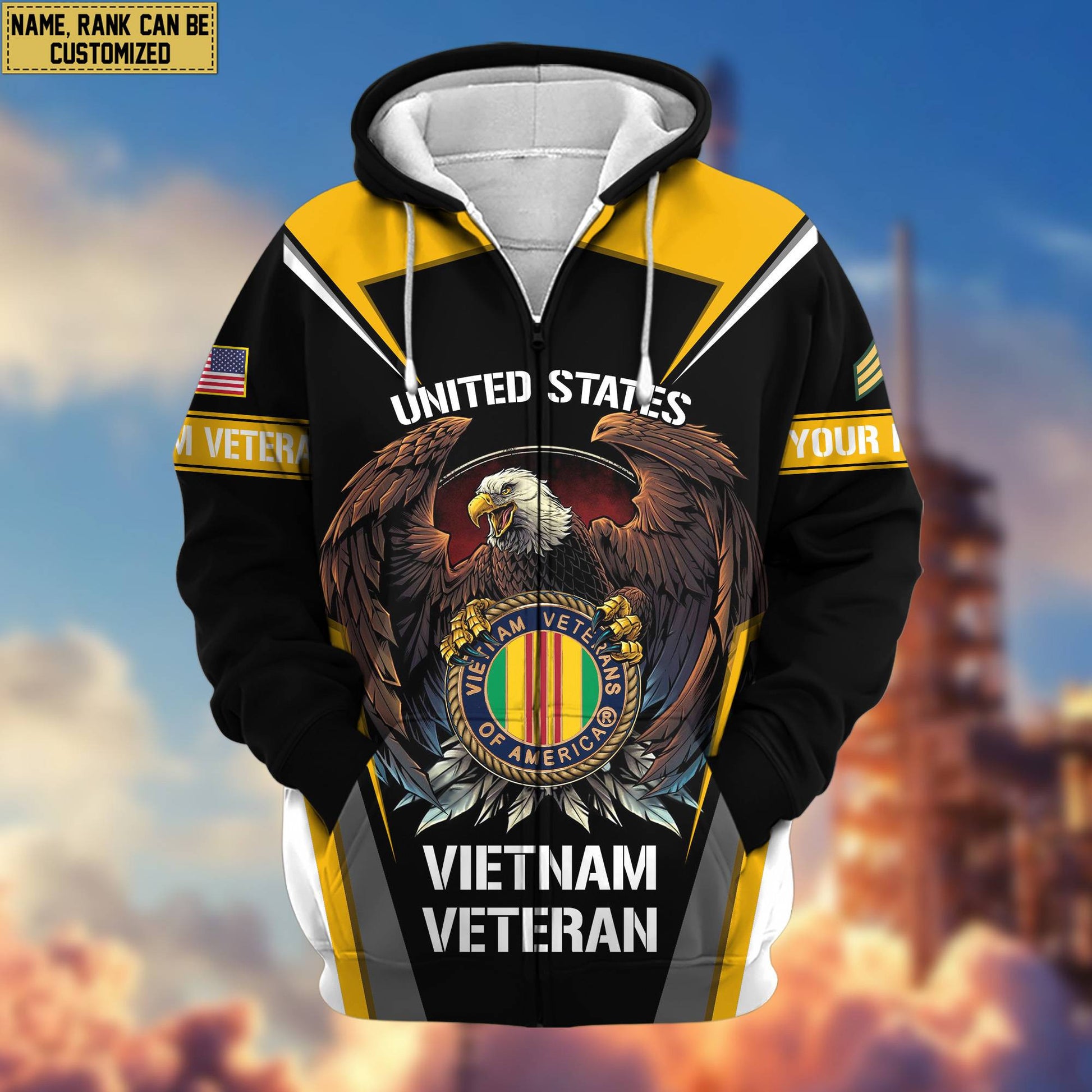 Premium Vietnam Veterans Zip Hoodie VPVC601706, Custom Name, Rank, Gifts For Vietnam Veterans