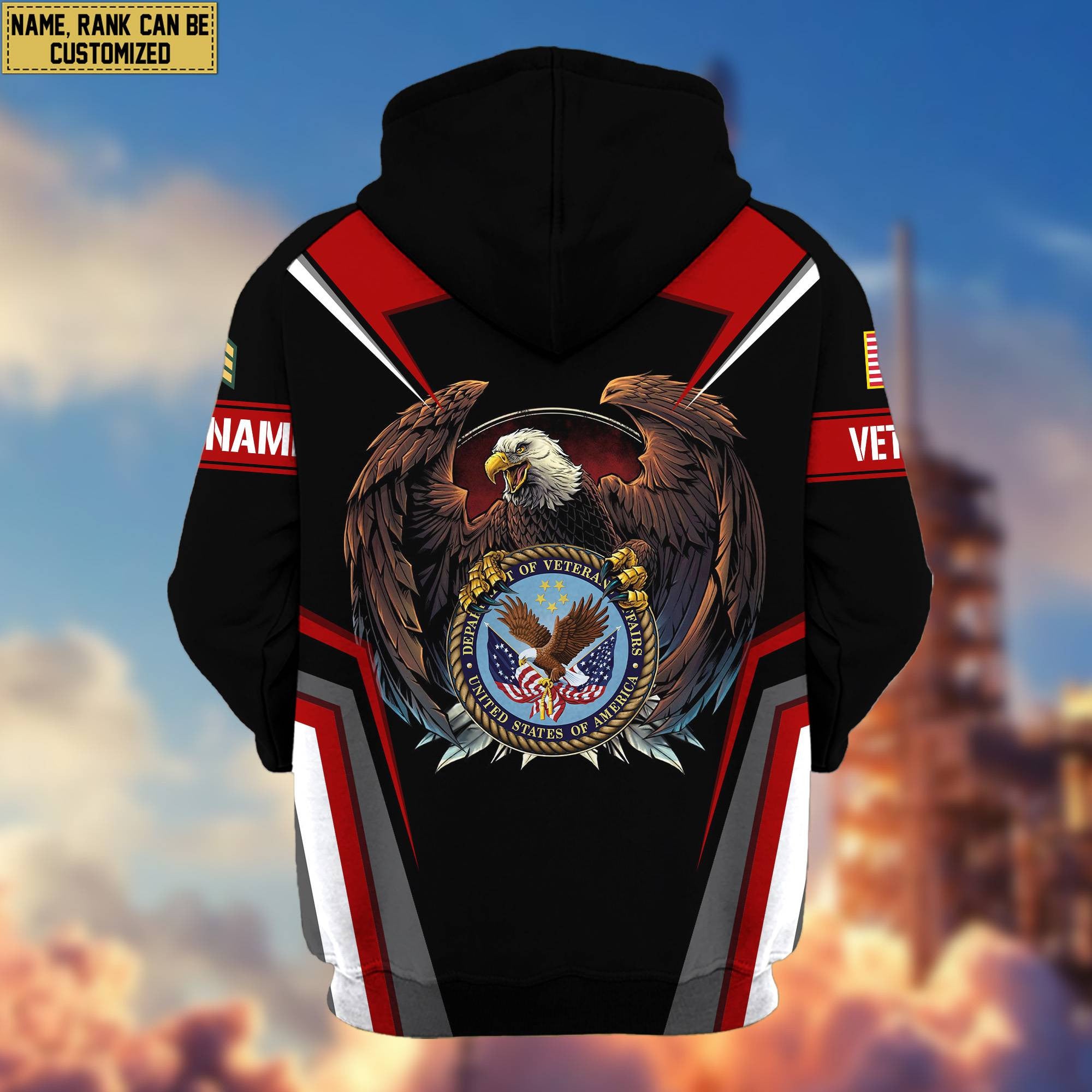 Premium US Veterans Zip Hoodie VPVC601707, Custom Name, Rank, Gifts For US Veterans