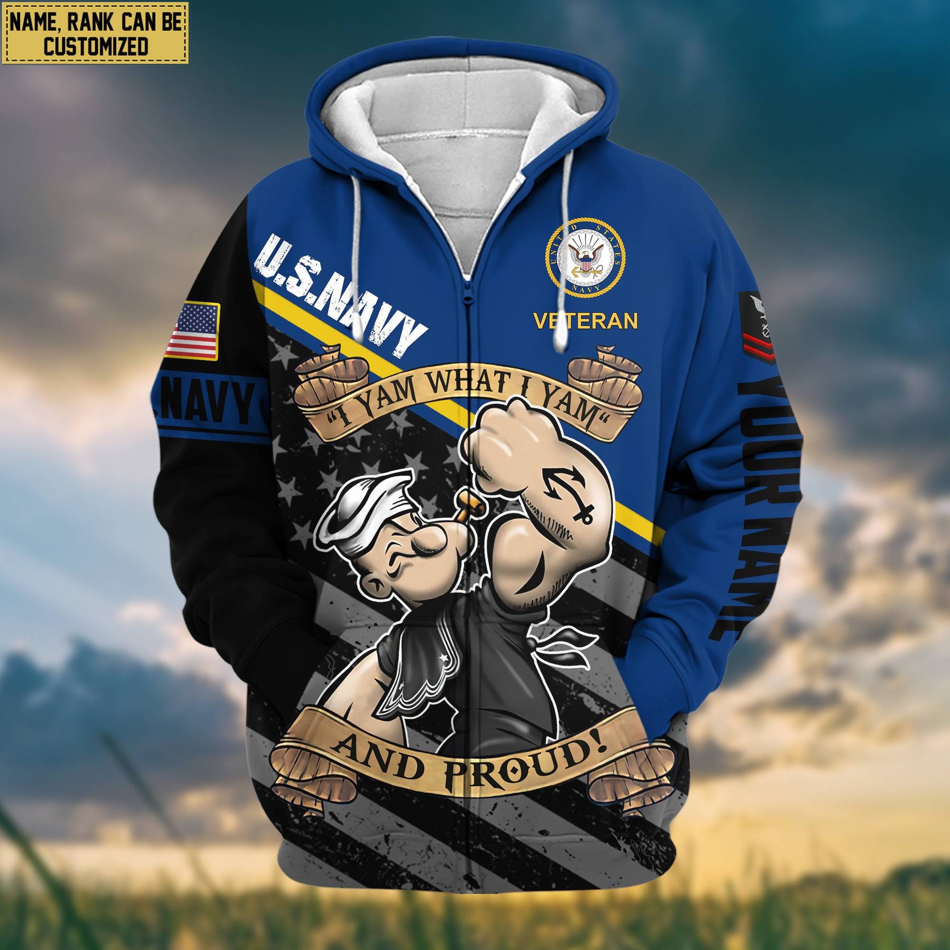 Premium US Navy Zip Hoodie VPVC602023, Custom Name, Rank, Gifts For Navy Veteran