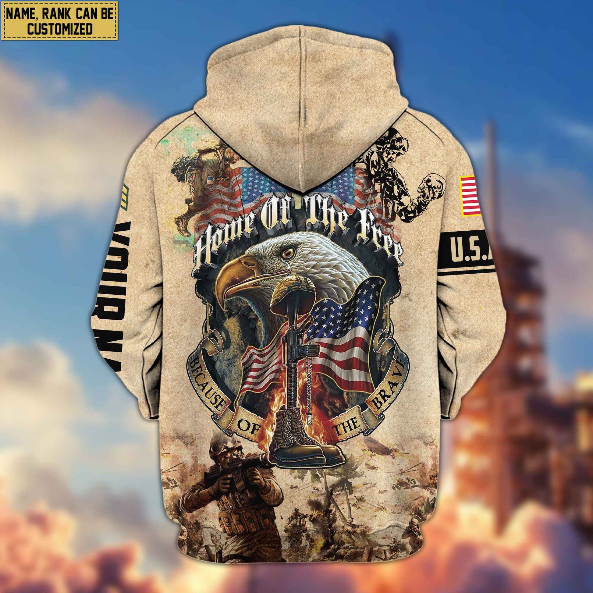 Premium Custom US Army Zip Hoodie VPVC602101, Gifts For Army Veteran