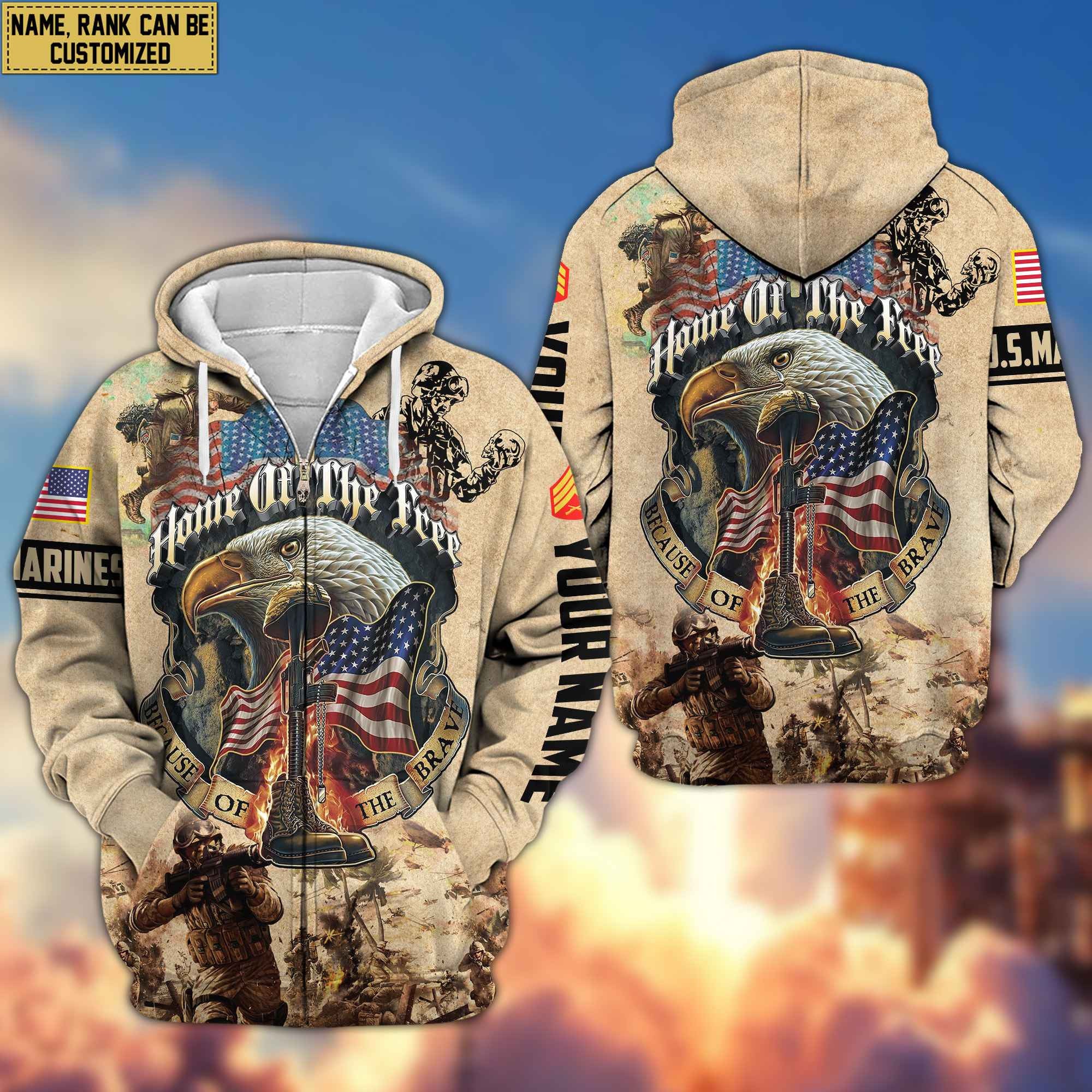 Premium Custom USMC Zip Hoodie VPVC602103, Gifts For Marine Veteran