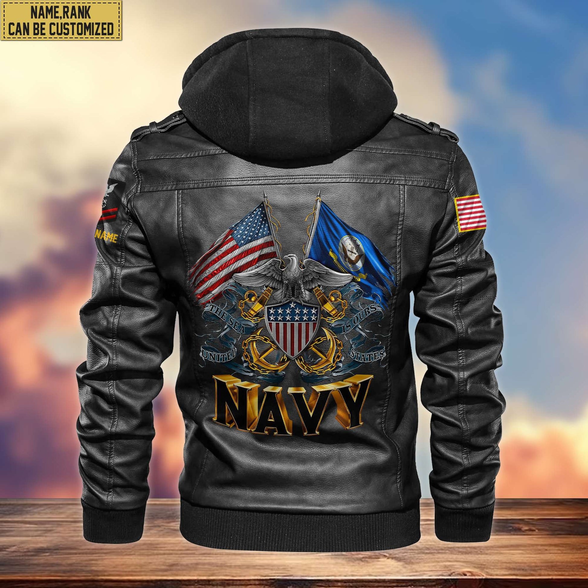 Premium US Navy Leather Jacket VPVC700102, Custom Name, Rank, Gifts For Navy Veteran