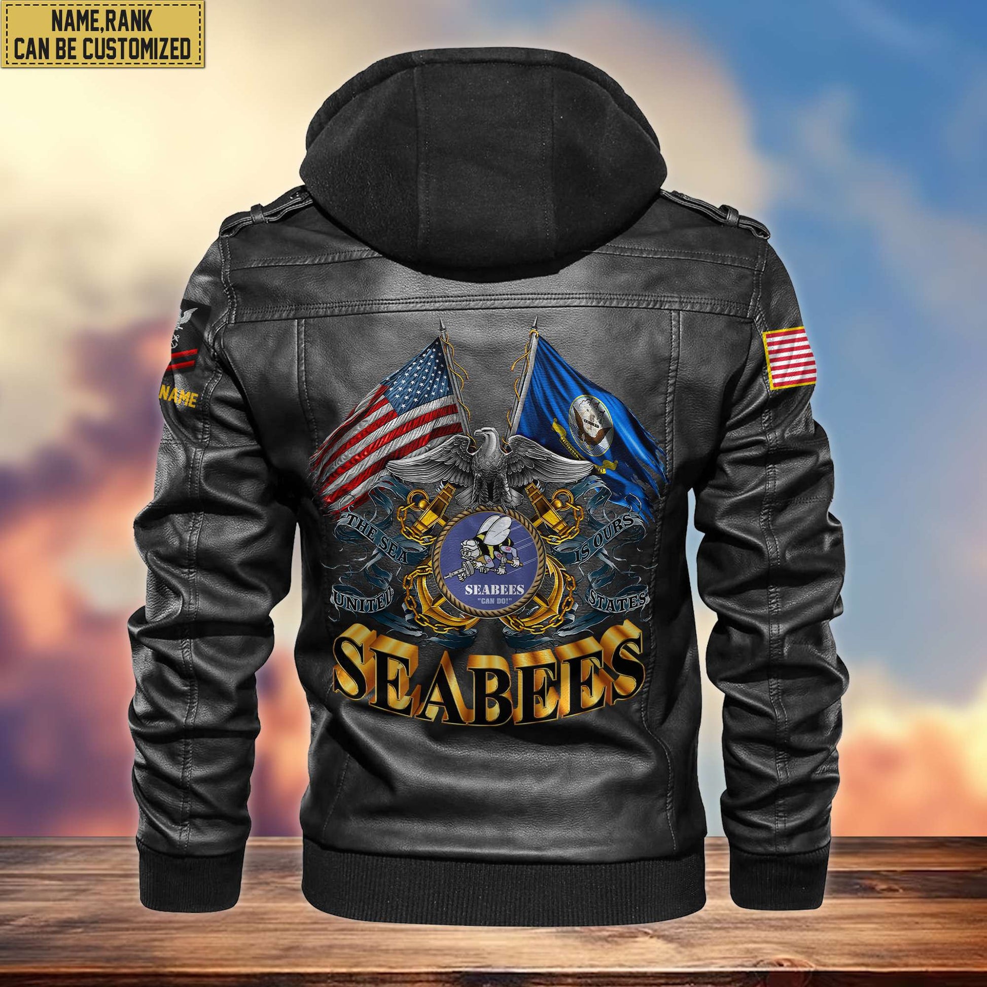 Premium US Seabees Veteran Leather Jacket VPVC700108, Custom Name, Rank, Gifts For Seabees Veteran