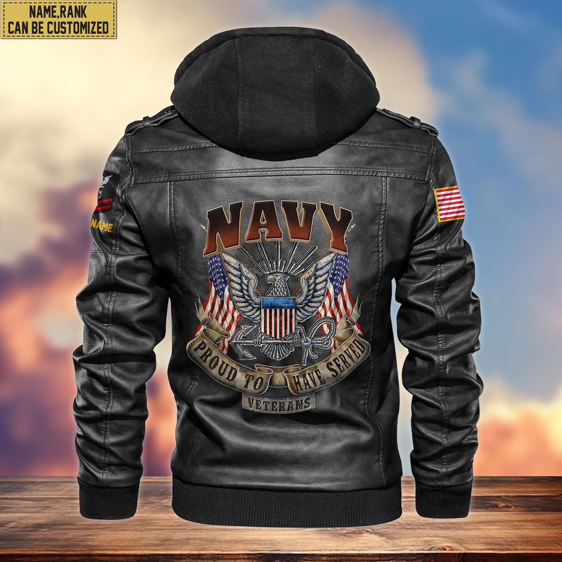 Premium US Navy Leather Jacket VPVC700202, Custom Name, Rank, Gifts For Navy Veteran