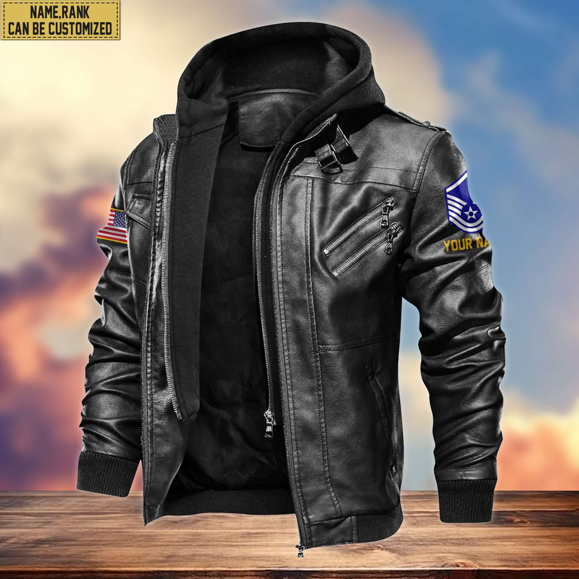 Premium USAF Leather Jacket VPVC700204, Custom Name, Rank, Gifts For Air Force Veteran