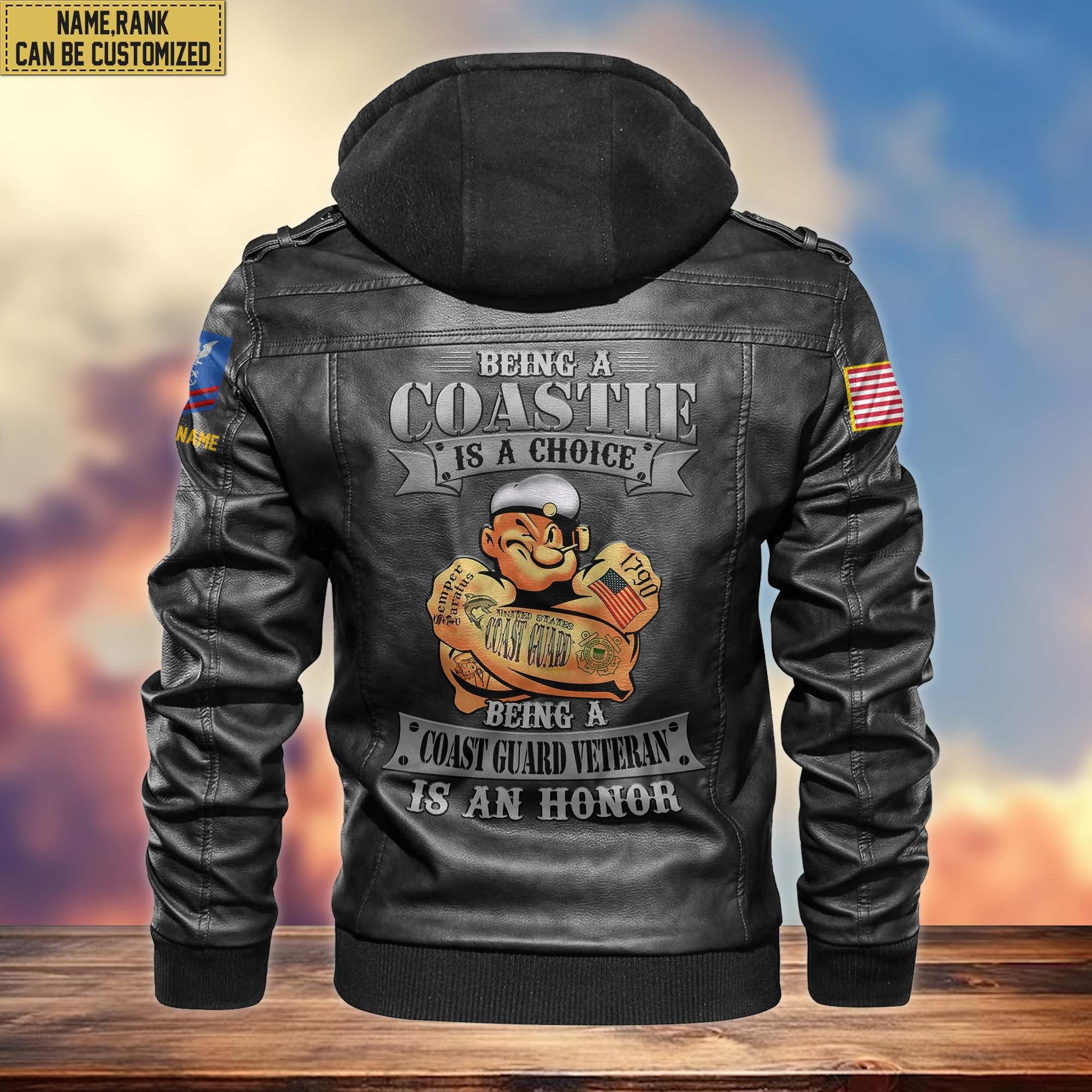 Premium Custom Name, Rank, USCG Leather Jacket VPVC700605, Gifts For Coast Guard Veteran
