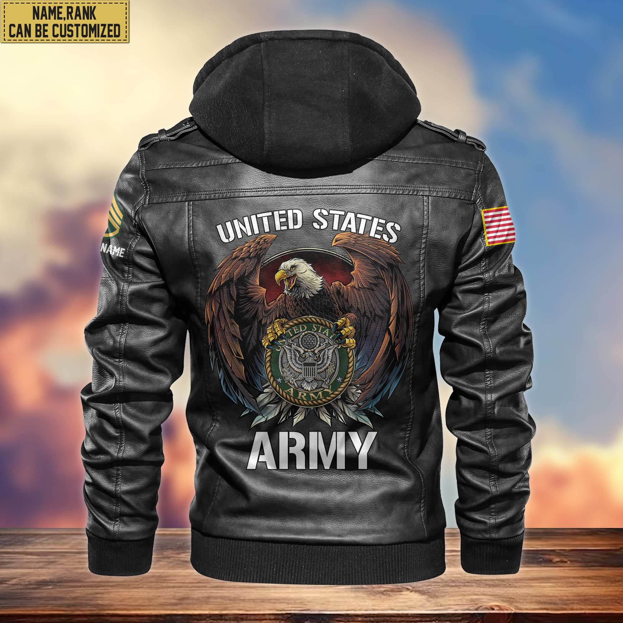 Premium US Army Leather Jacket VPVC700801, Gifts For Army Veteran