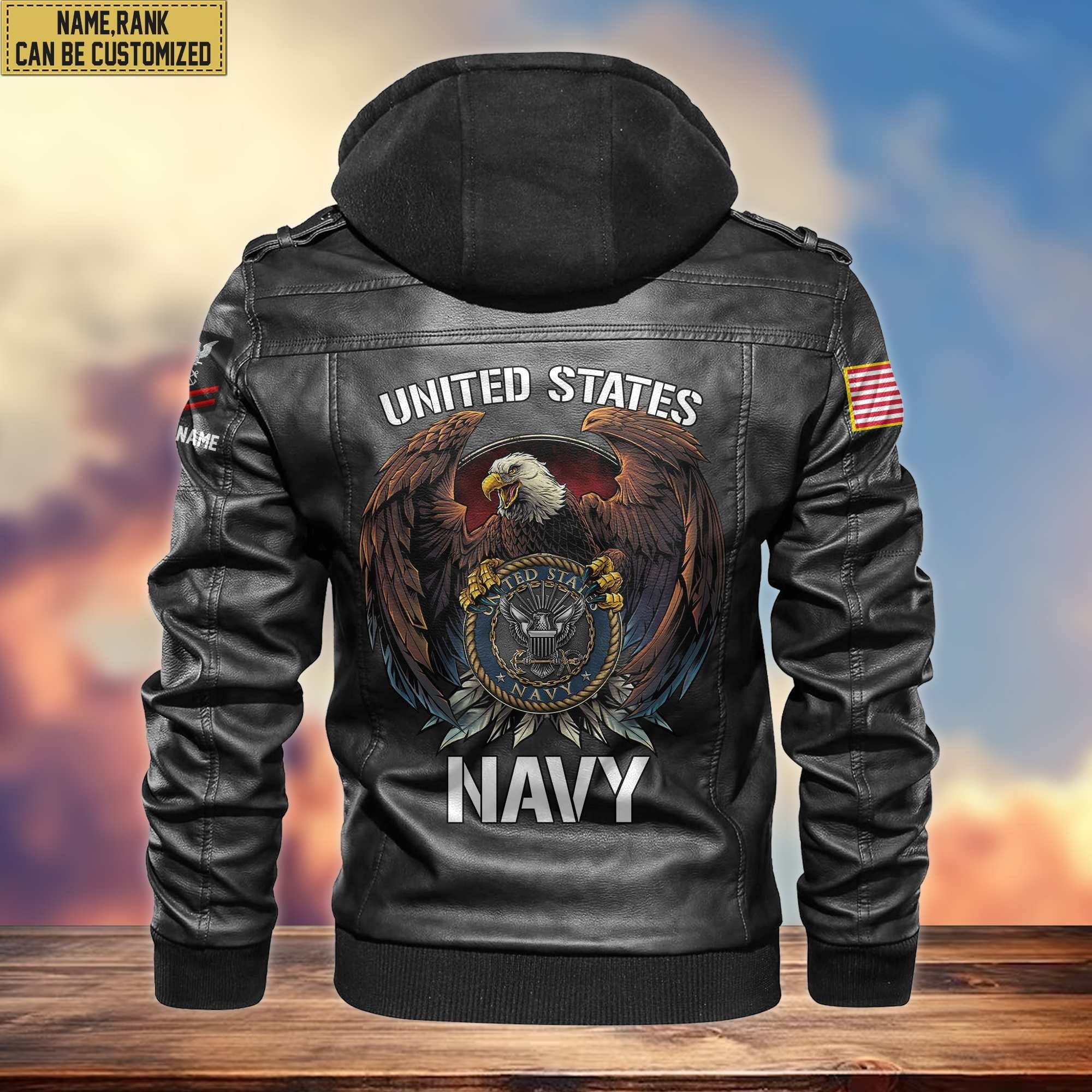Premium US Navy Leather Jacket VPVC700802, Gifts For Navy Veteran