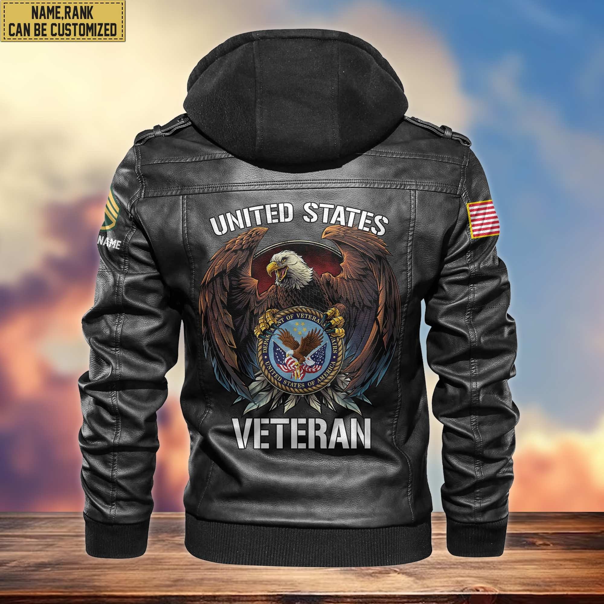 Premium US Veteran Leather Jacket VPVC700807, Gifts For US Veteran
