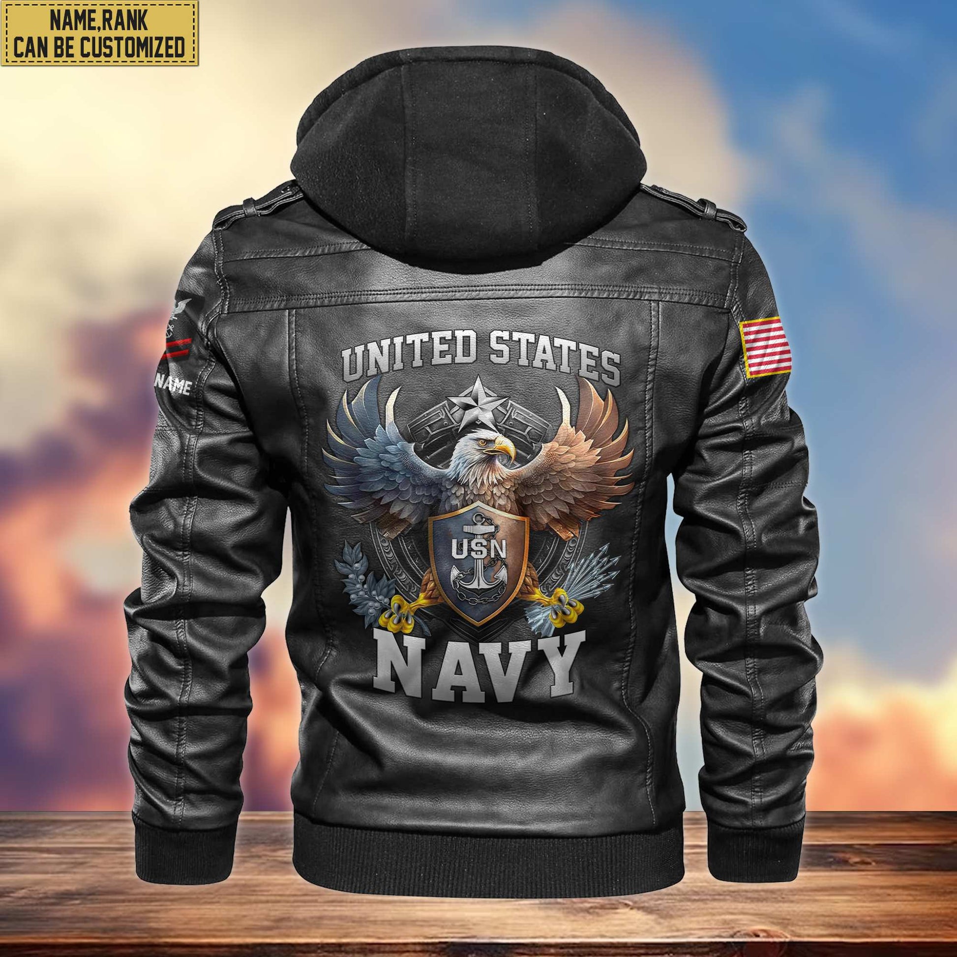 Premium US Navy Leather Jacket VPVC700402, Gifts For Navy Veteran