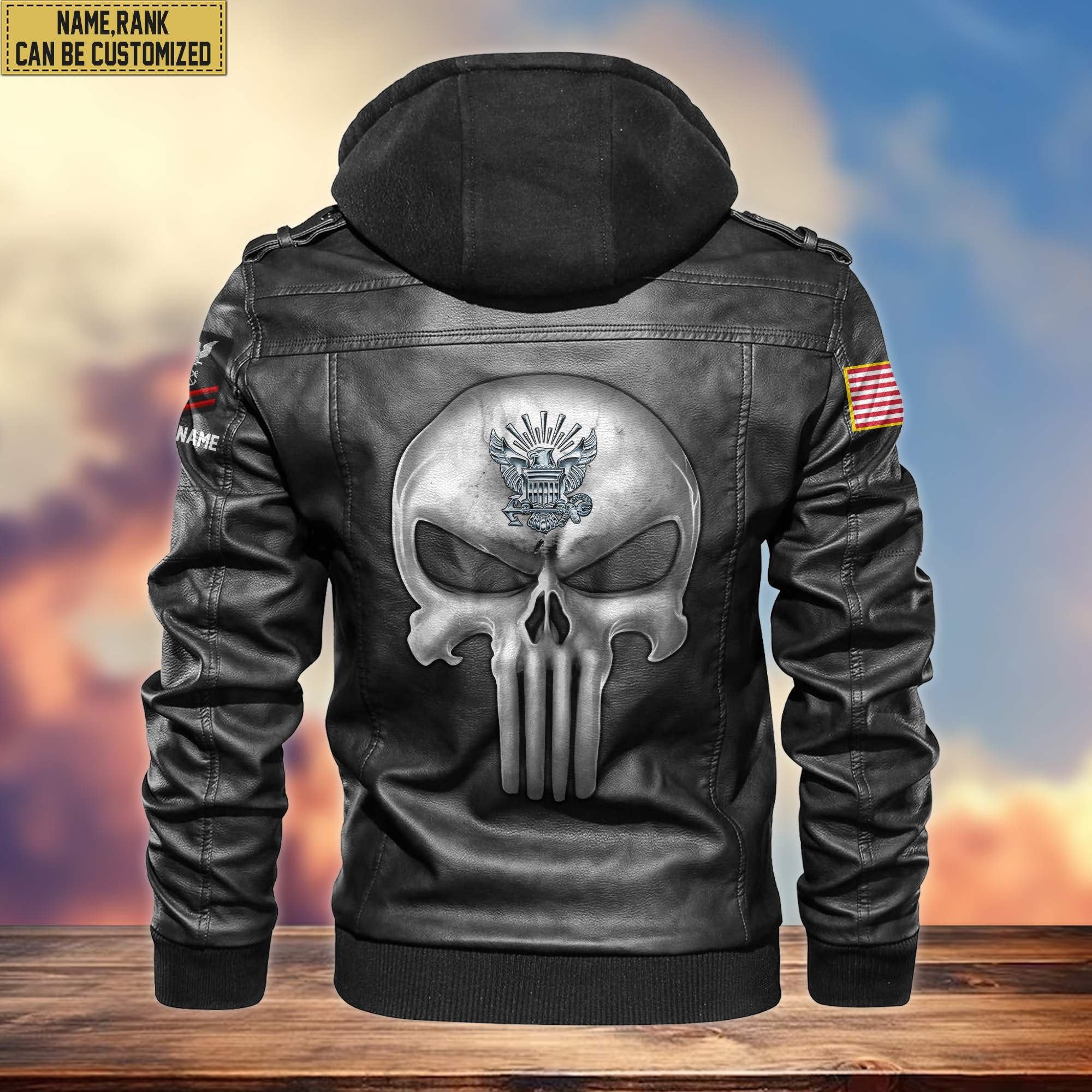 Premium US Navy Leather Jacket VPVC701002, Custom Name, Rank, Gifts For Navy Veteran