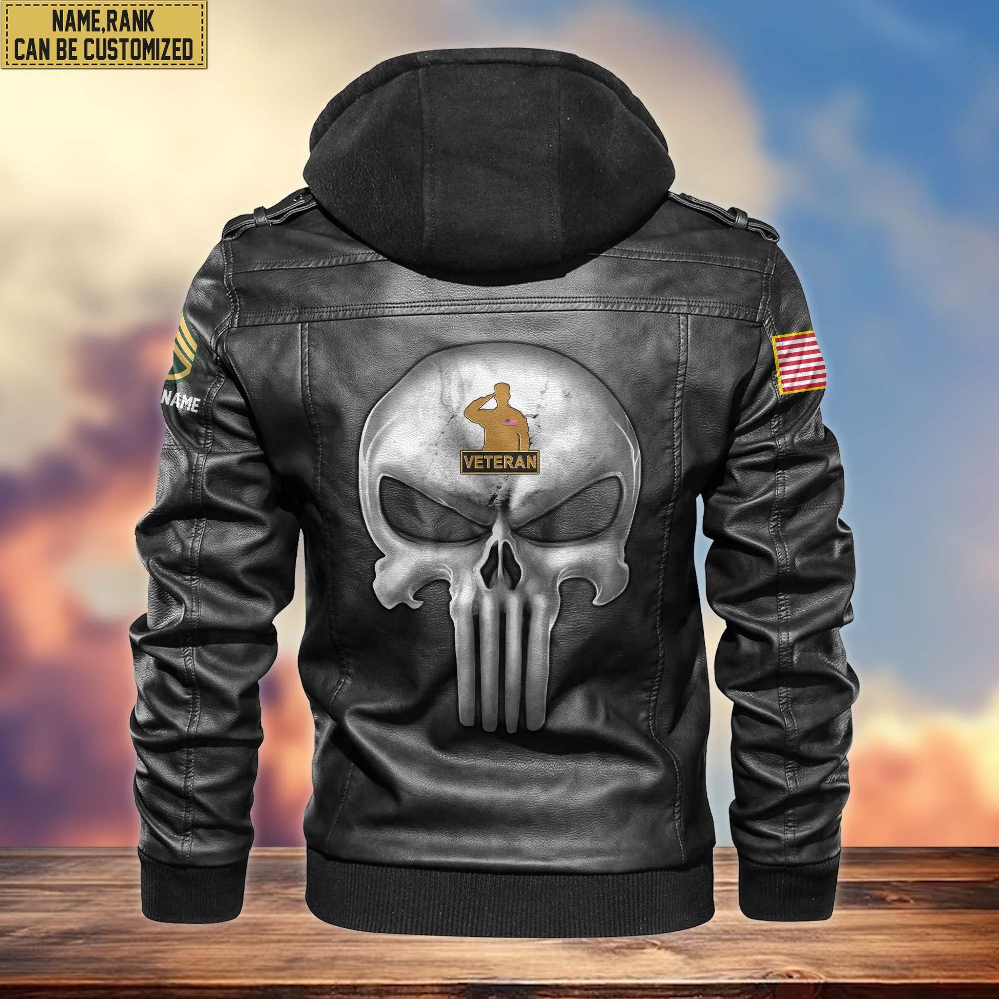 Premium US Veterans Leather Jacket VPVC701007, Custom Name, Rank, Gifts For US Veterans