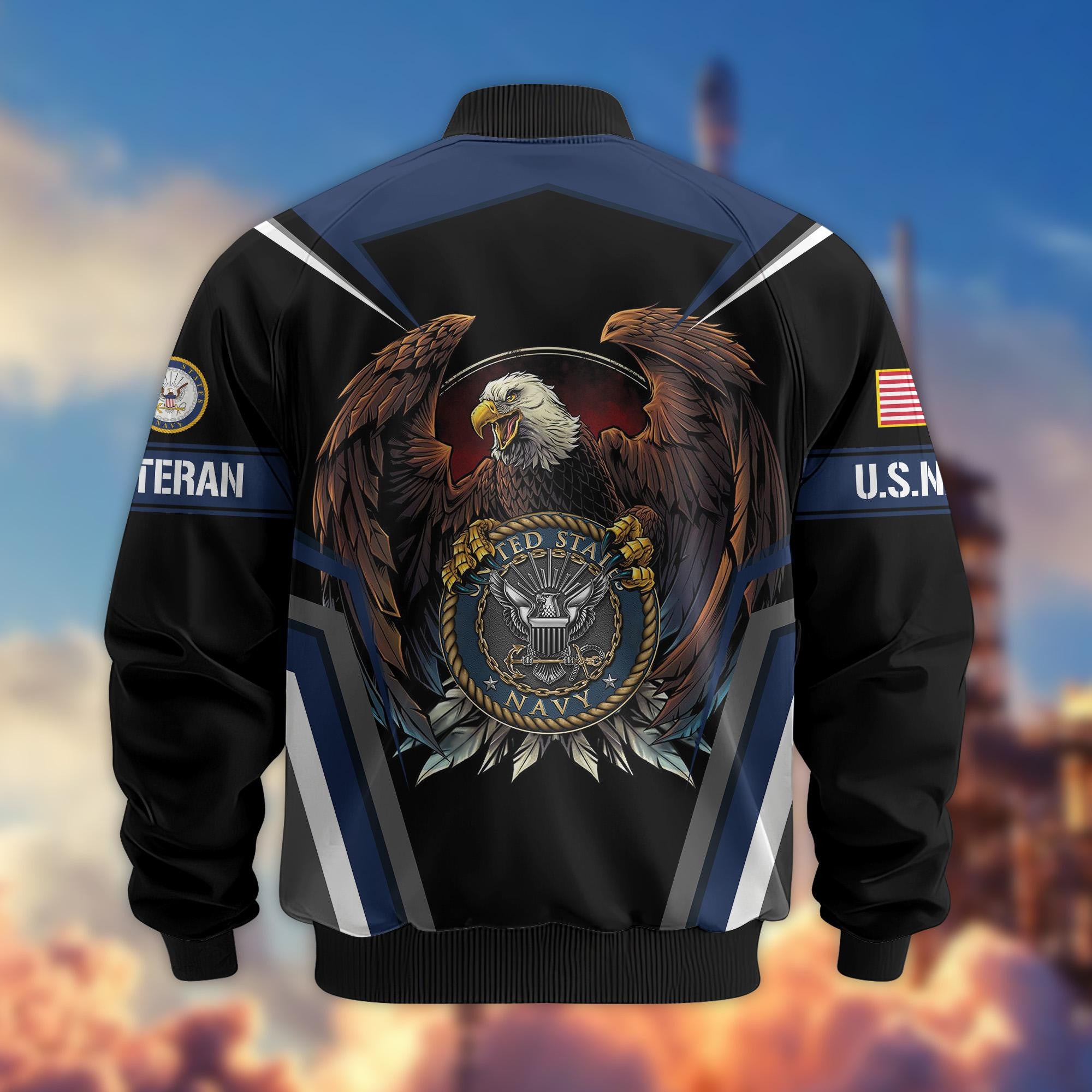 Premium US Navy Veteran Bomber Jacket VPVC800302, Gifts For US Navy Veteran