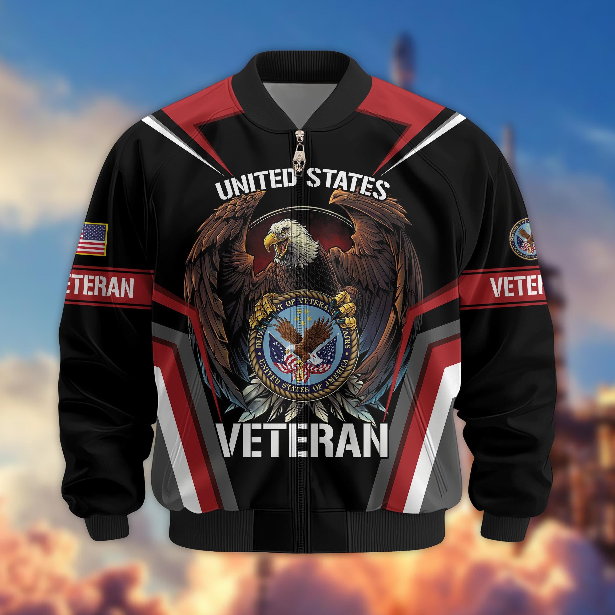 Premium US Veteran Bomber Jacket VPVC800307, Gifts For US Veteran