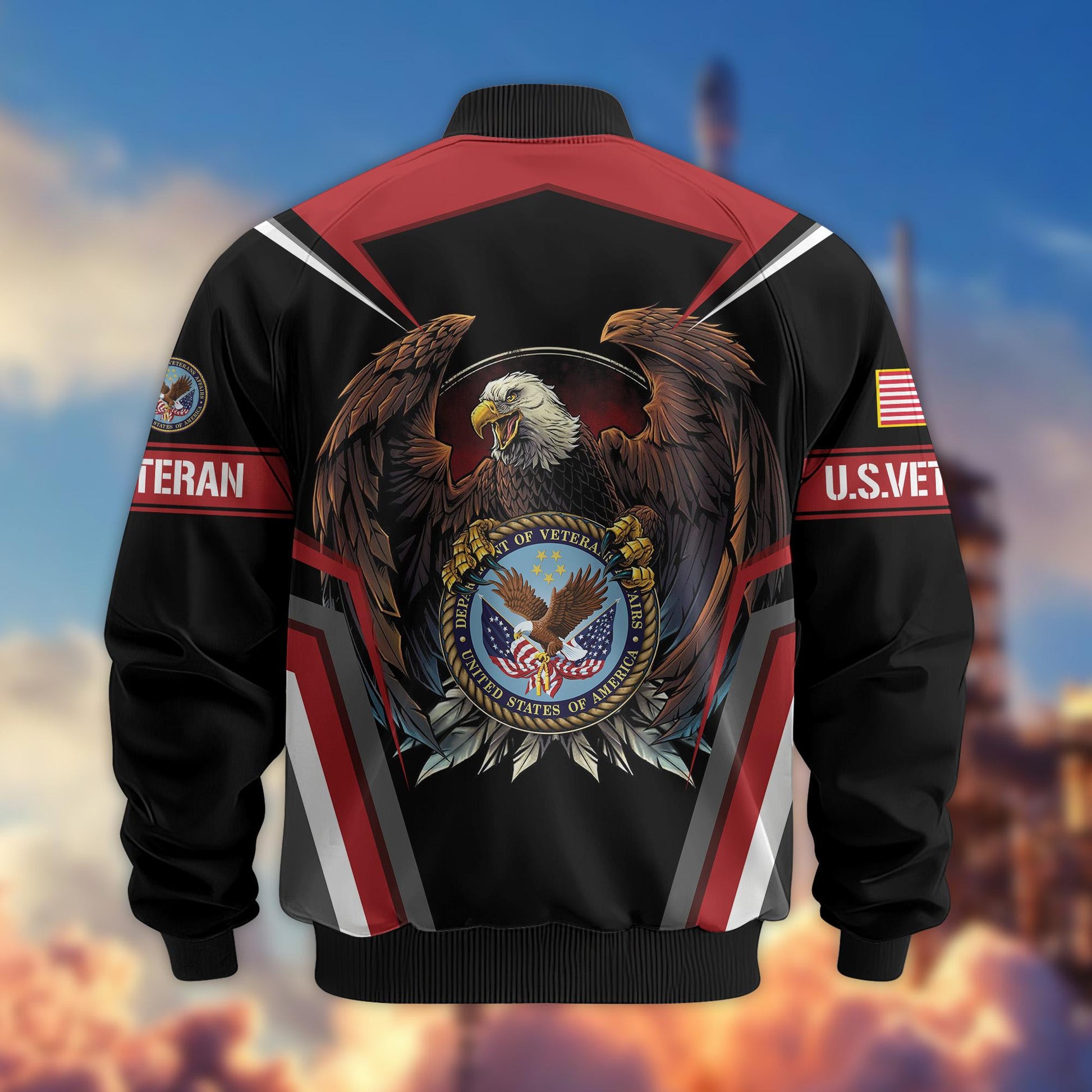 Premium US Veteran Bomber Jacket VPVC800307, Gifts For US Veteran