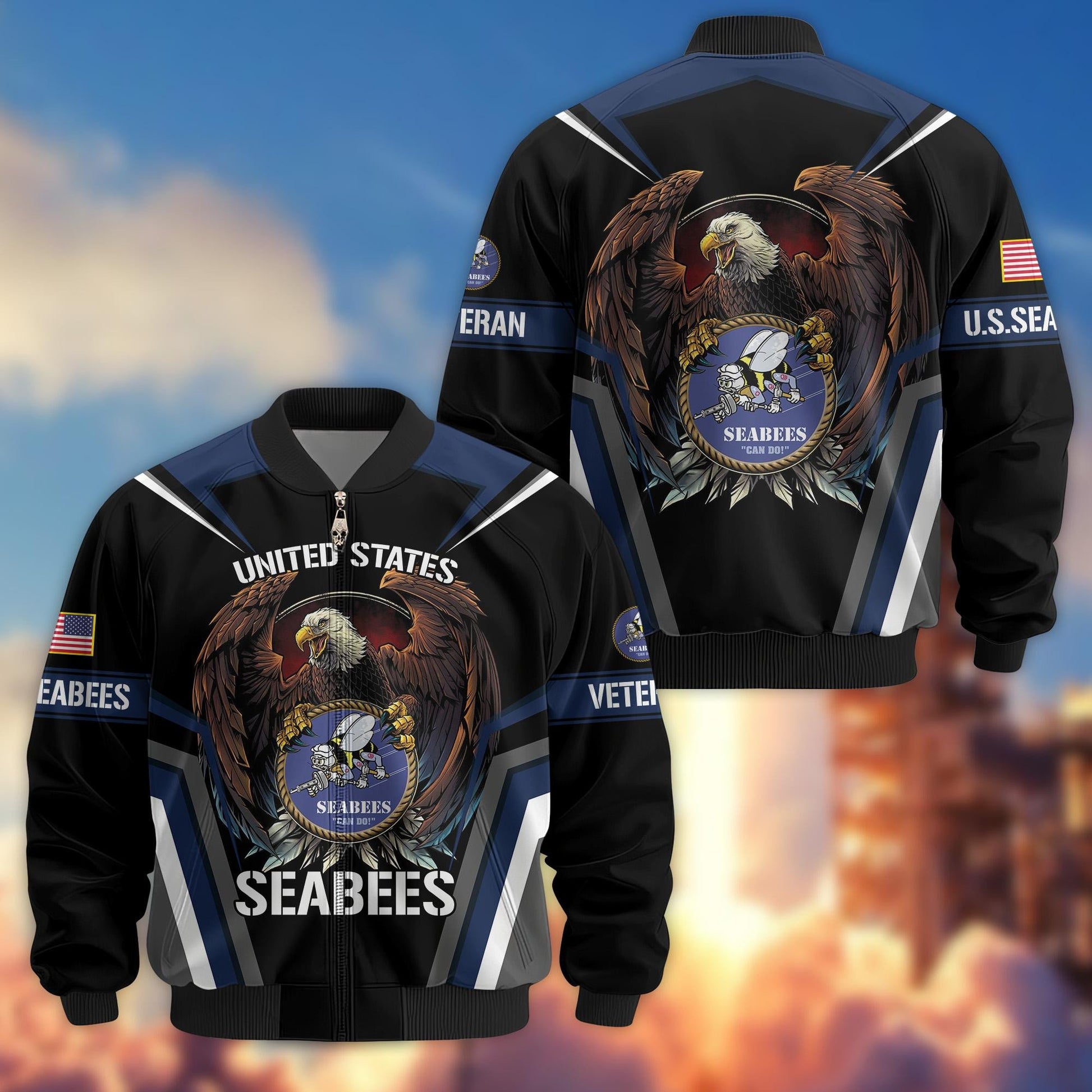 Premium US Seabees Veteran Bomber Jacket VPVC800309, Gifts For Seabees Veteran