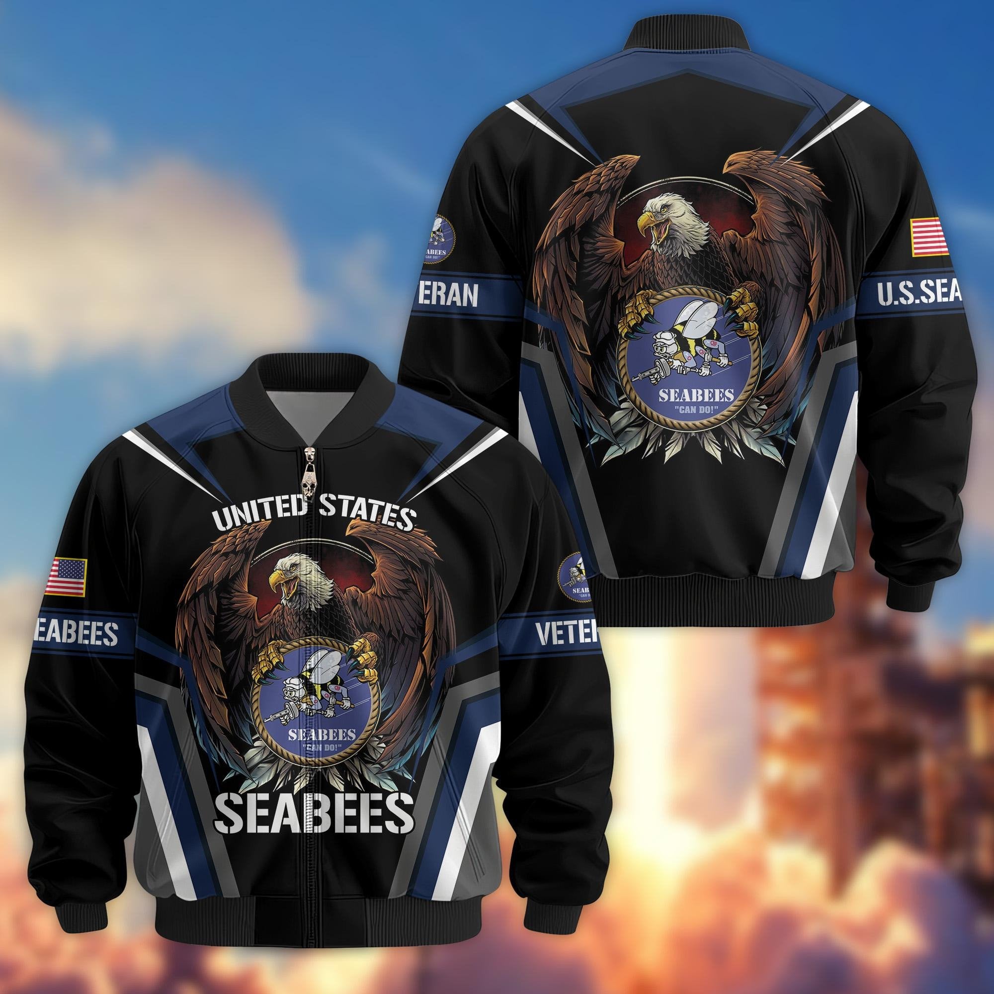 Premium US Seabees Veteran Bomber Jacket VPVC800309, Gifts For Seabees Veteran