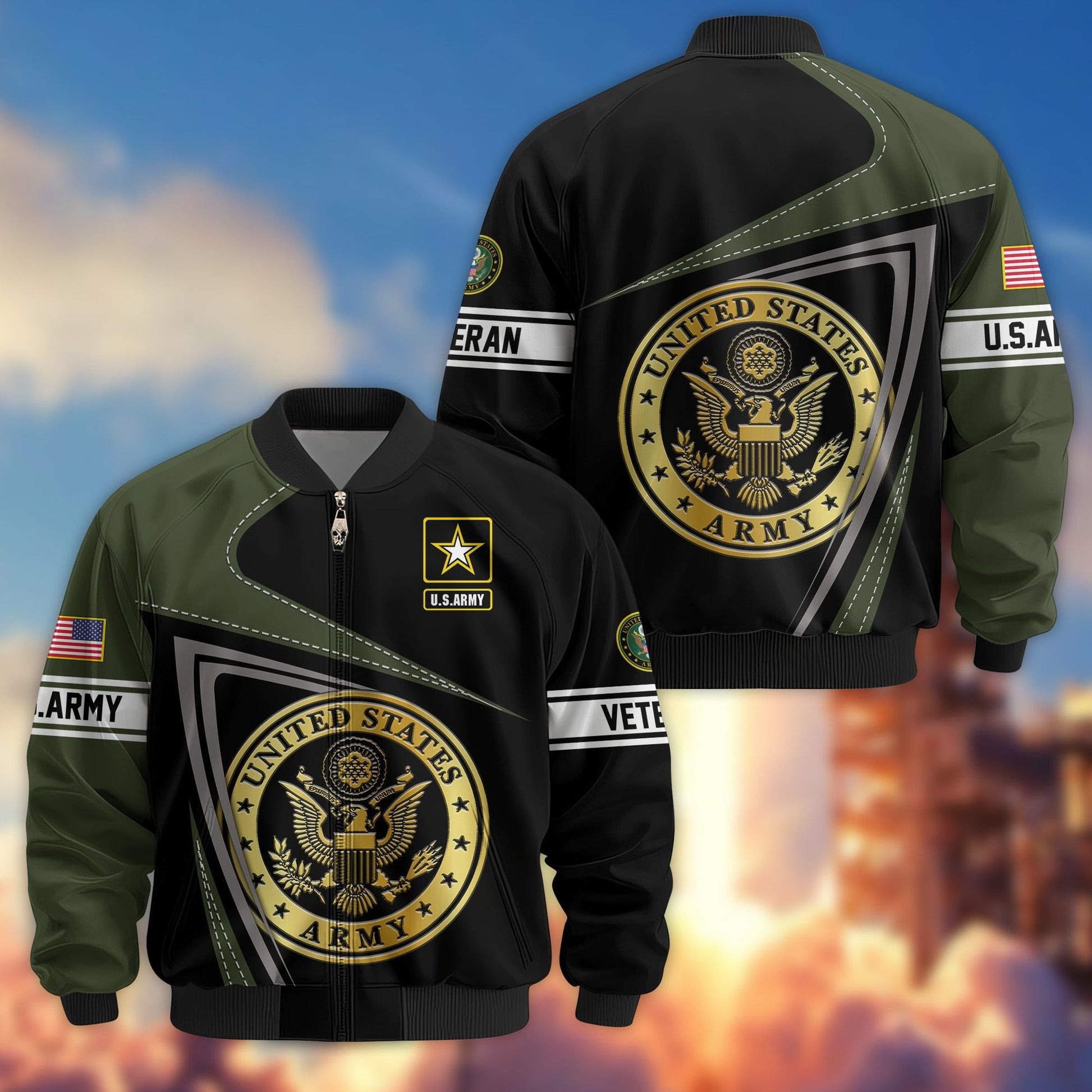 Premium US Veterans Bomber Jacket BPVC060901, Gifts For US Veterans, Gifts For Veterans Day