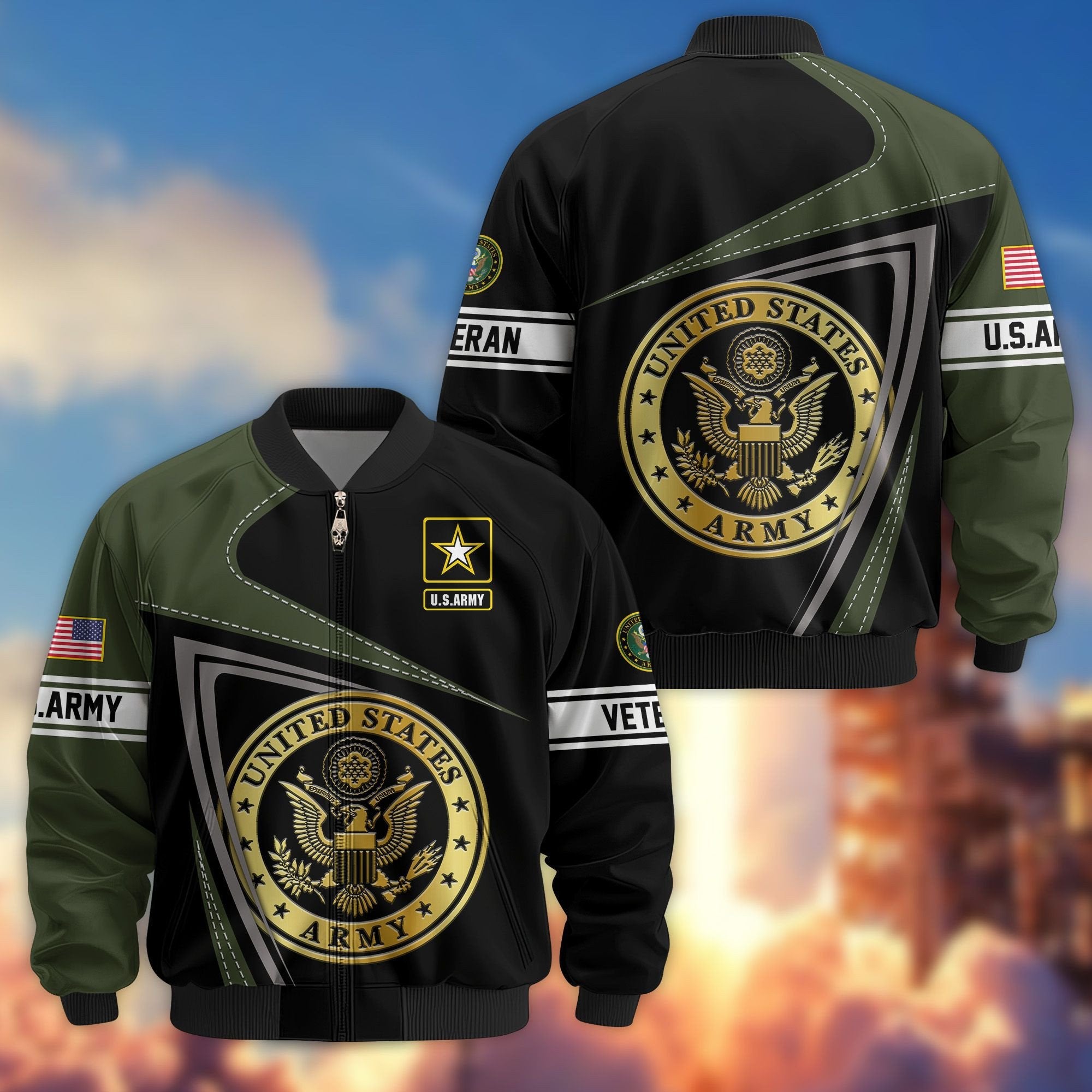Premium US Veterans Bomber Jacket BPVC060901, Gifts For US Veterans, Gifts For Veterans Day