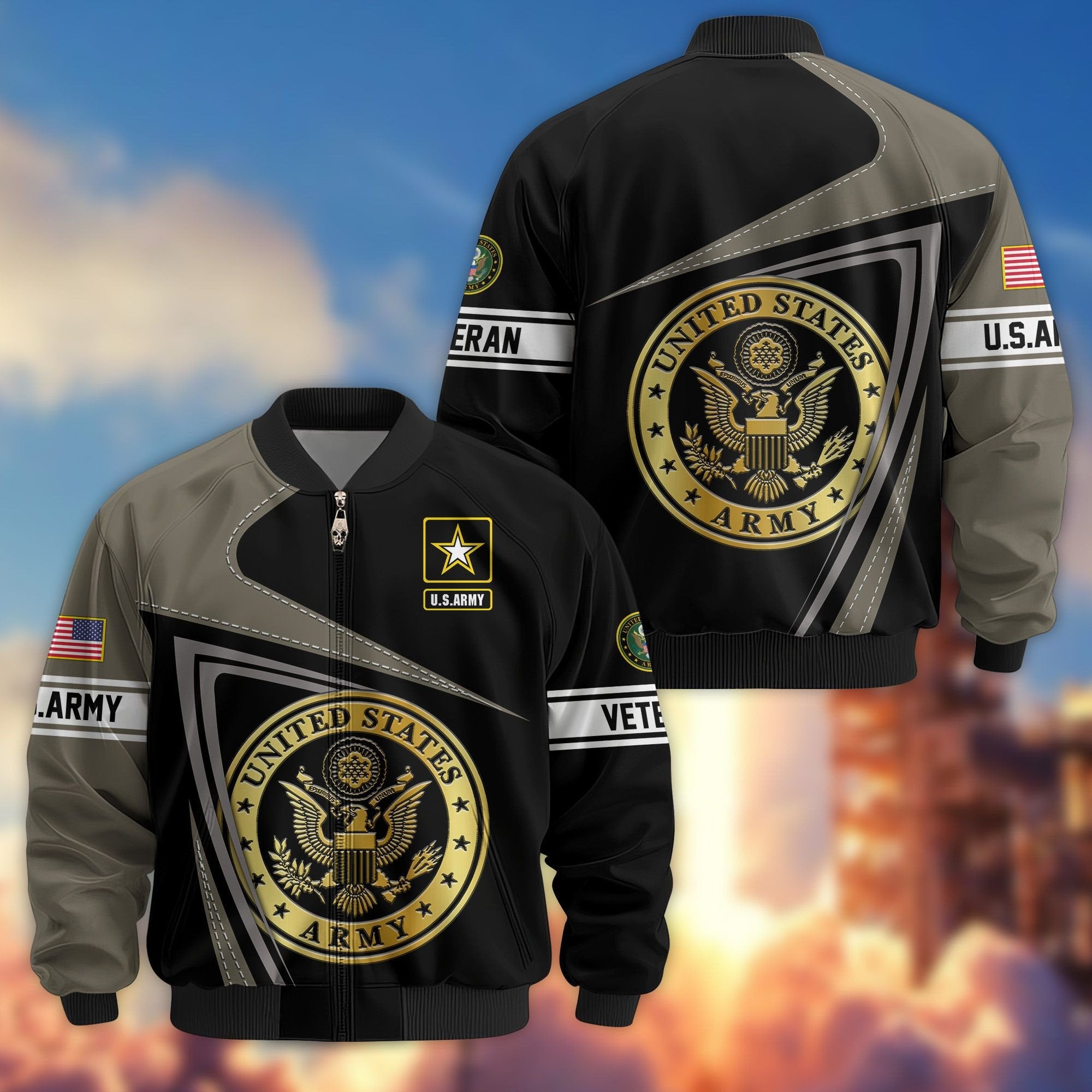 Premium US Veterans Bomber Jacket BPVC060901, Gifts For US Veterans, Gifts For Veterans Day