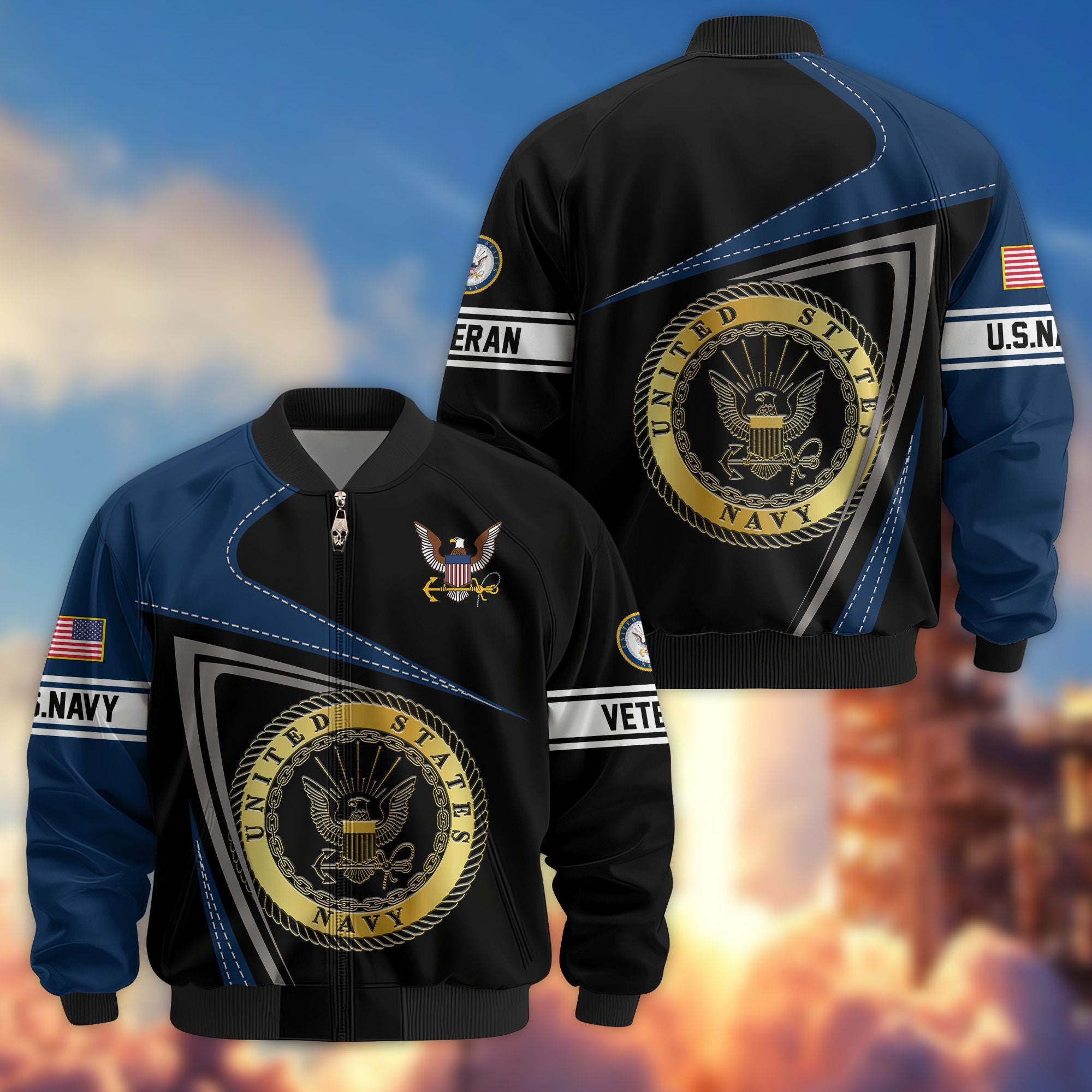 Premium US Veterans Bomber Jacket BPVC060901, Gifts For US Veterans, Gifts For Veterans Day