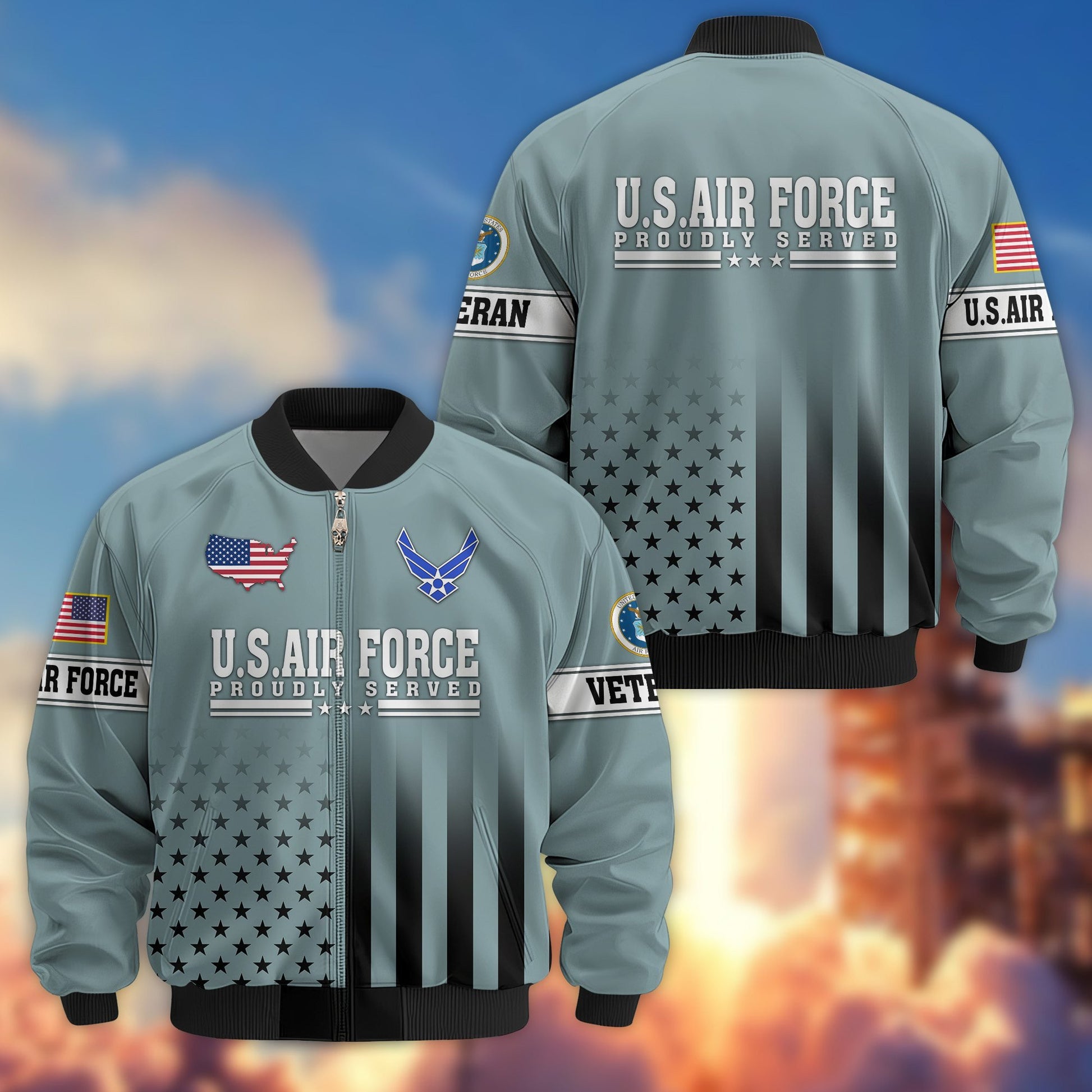 Premium Proudly Served US Veterans Bomber Jacket BPVC130901, Gifts For US Veterans, Gifts For Veterans Day