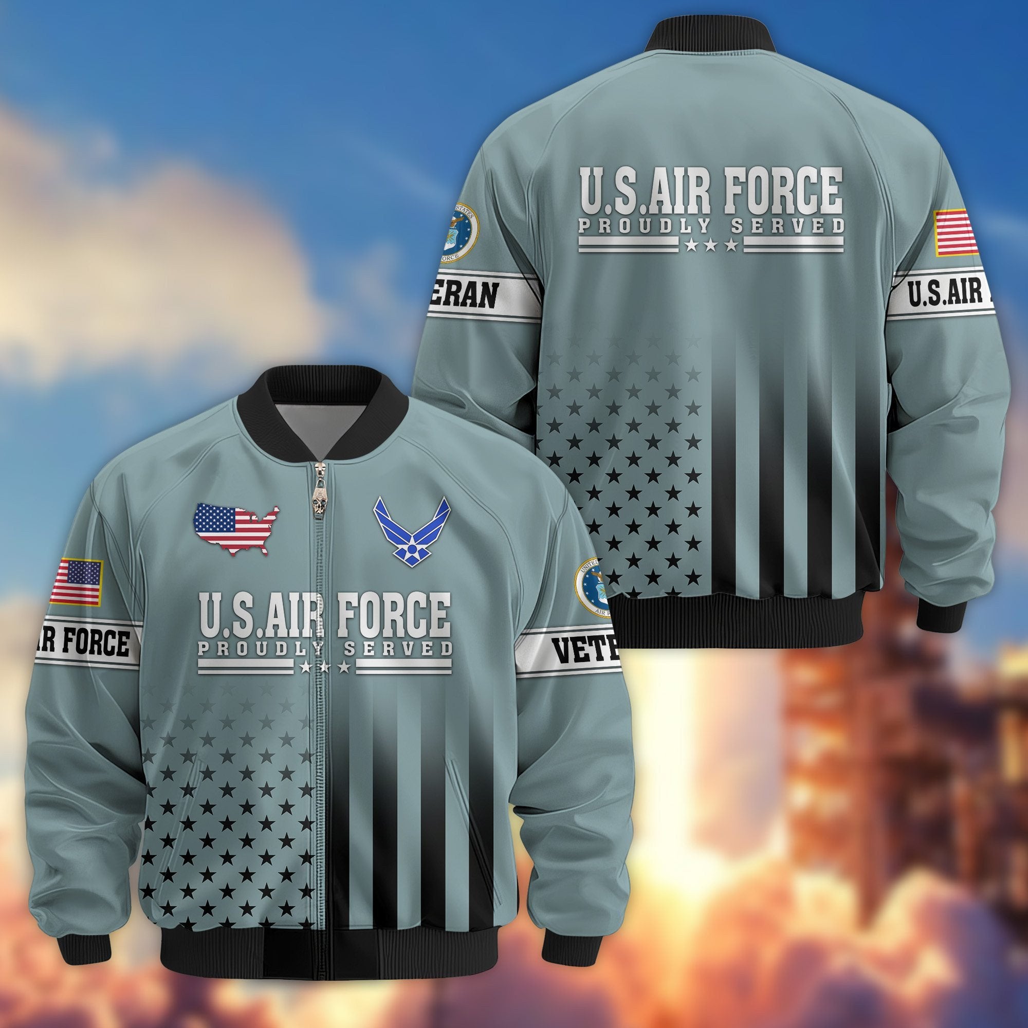 Premium Proudly Served US Veterans Bomber Jacket BPVC130901, Gifts For US Veterans, Gifts For Veterans Day