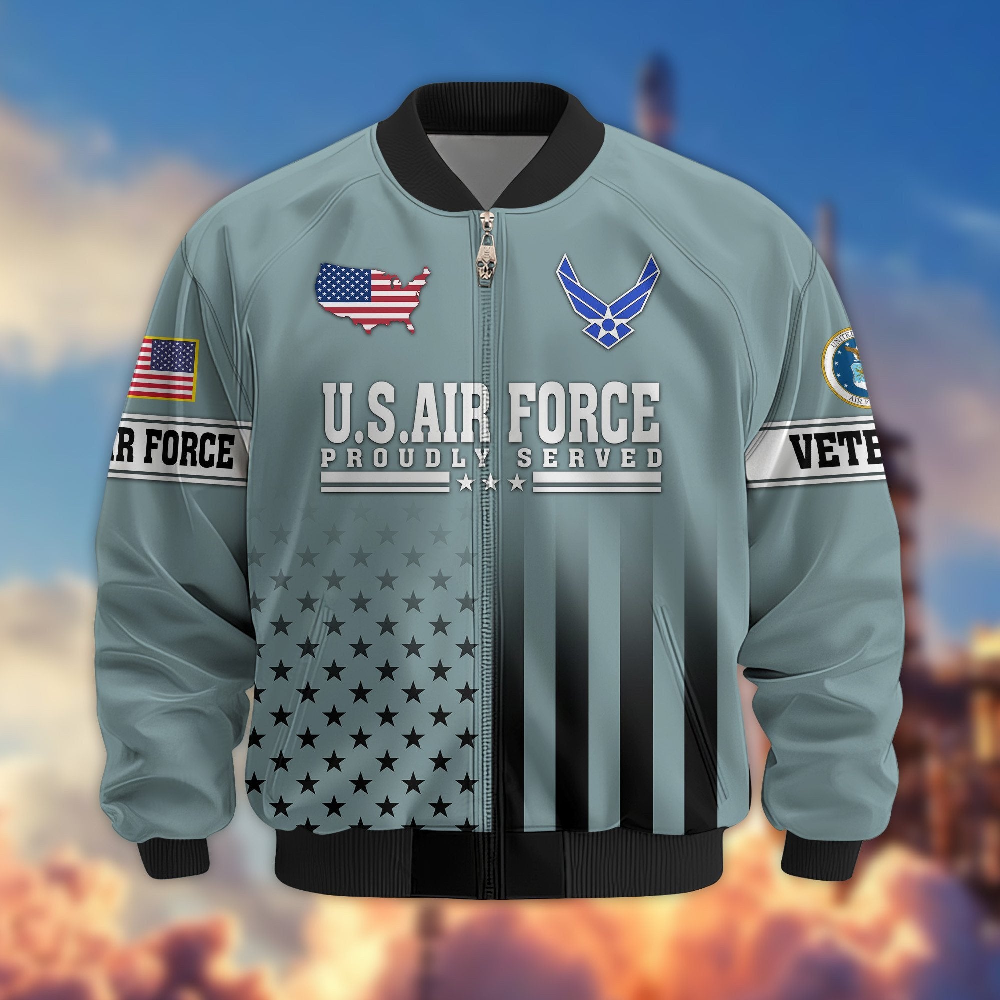 Premium Proudly Served US Veterans Bomber Jacket BPVC130901, Gifts For US Veterans, Gifts For Veterans Day