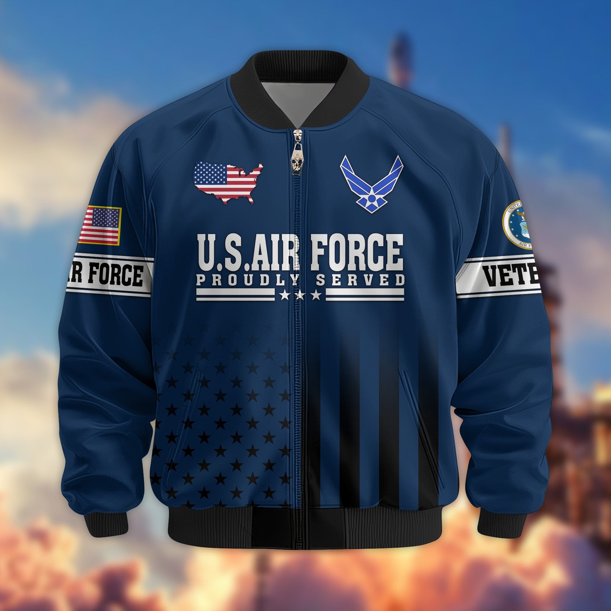 Premium Proudly Served US Veterans Bomber Jacket BPVC130901, Gifts For US Veterans, Gifts For Veterans Day