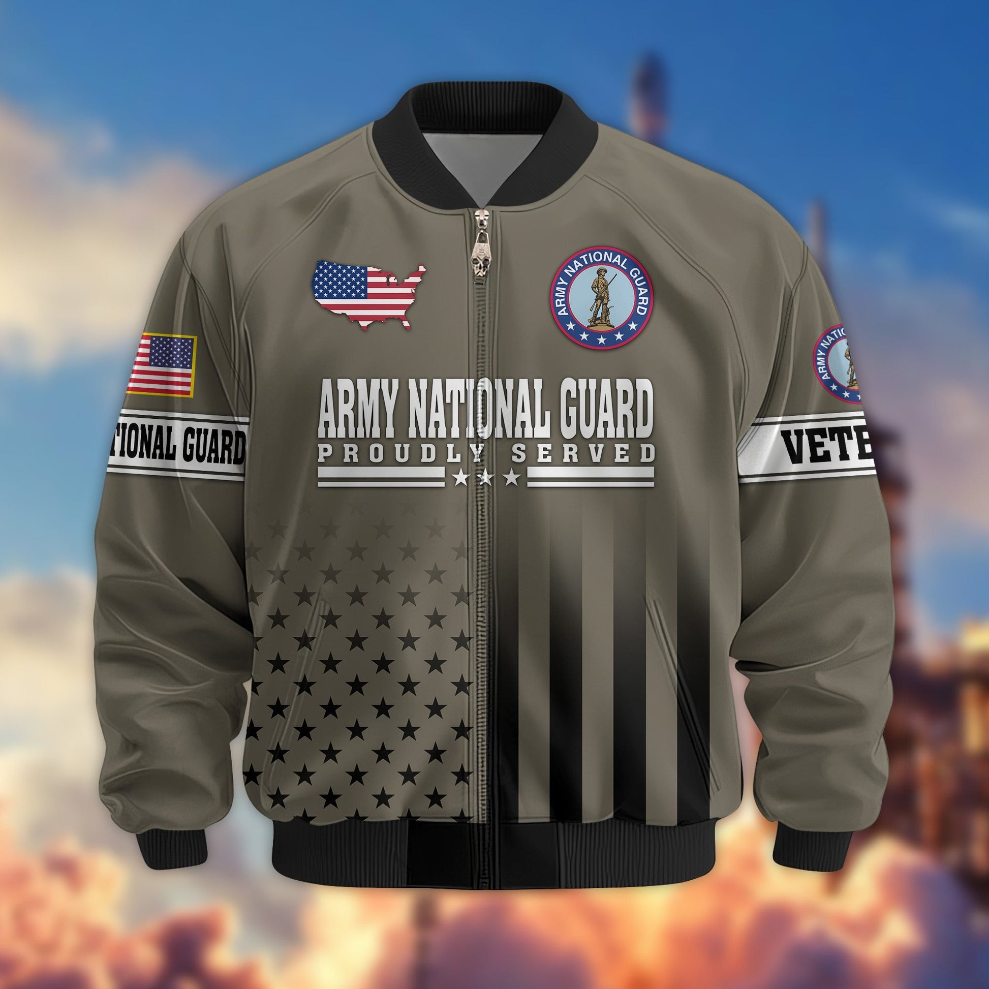Premium Proudly Served US Veterans Bomber Jacket BPVC130901, Gifts For US Veterans, Gifts For Veterans Day