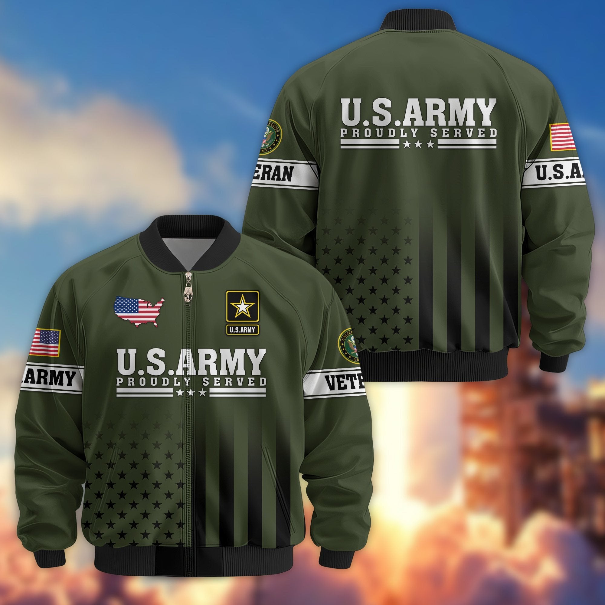 Premium Proudly Served US Veterans Bomber Jacket BPVC130901, Gifts For US Veterans, Gifts For Veterans Day