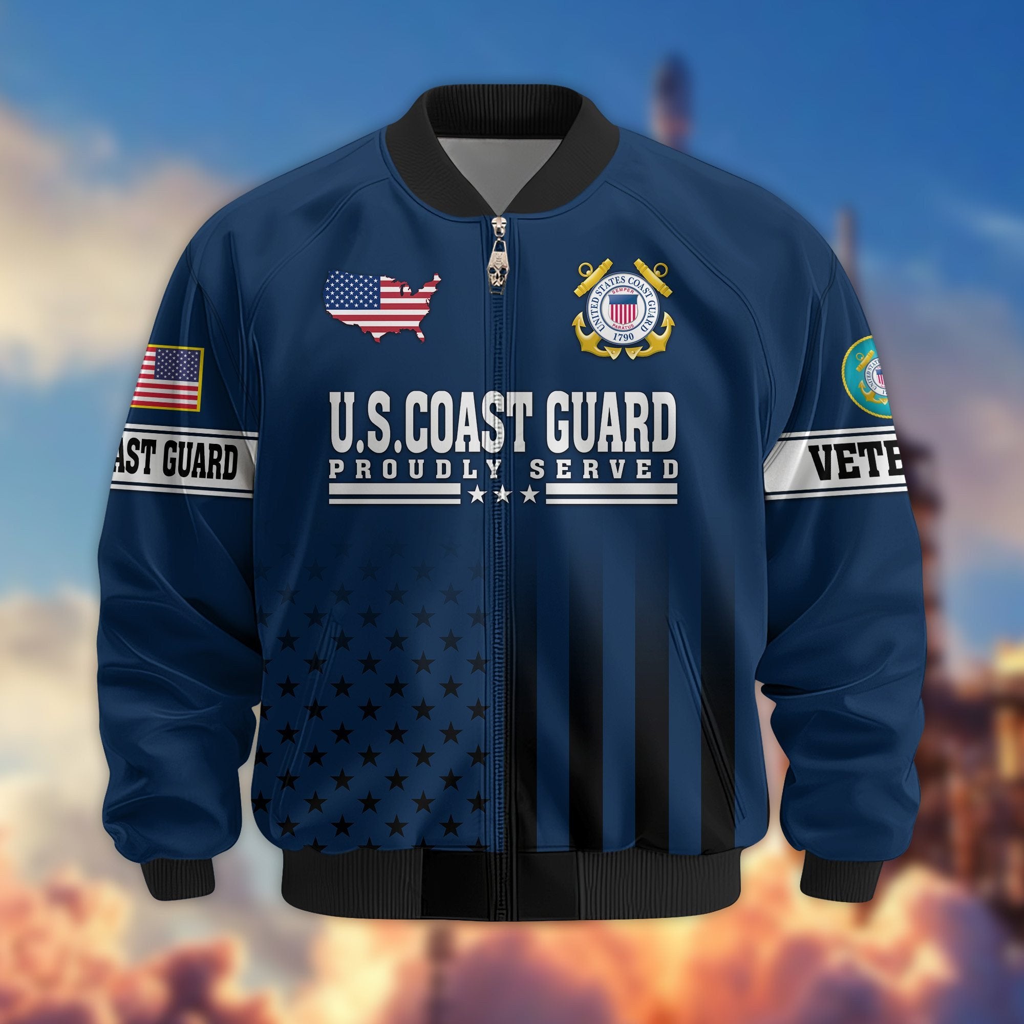 Premium Proudly Served US Veterans Bomber Jacket BPVC130901, Gifts For US Veterans, Gifts For Veterans Day